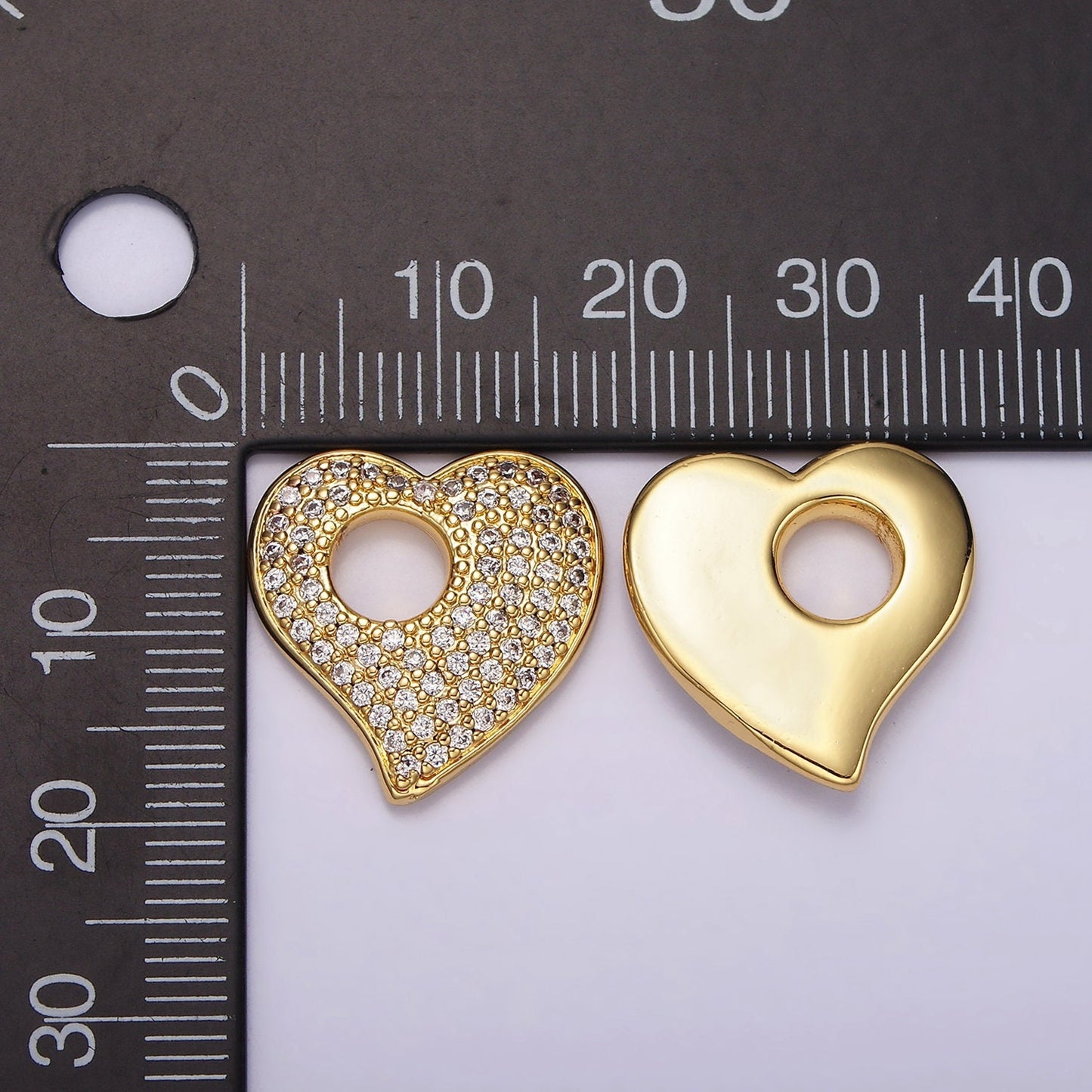 Big Hole Heart Charm Micro Pave CZ Love Gold Pendant for Dangle Charms Necklace AC-908