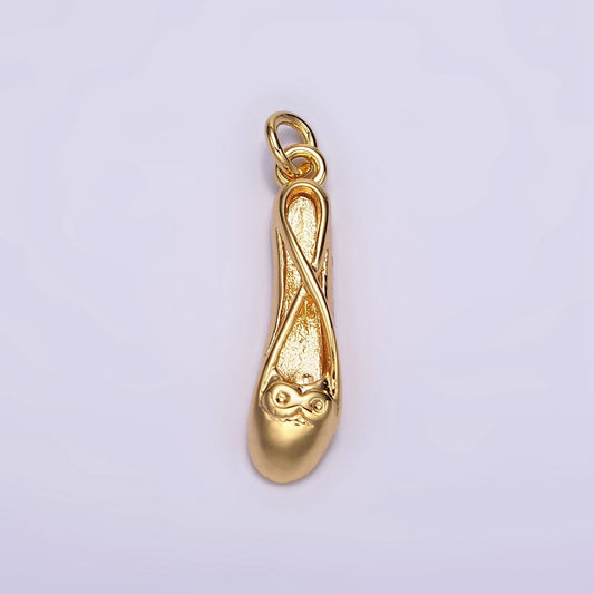 24K Gold Filled Ballet Dance Flat Shoes Charm | AC864