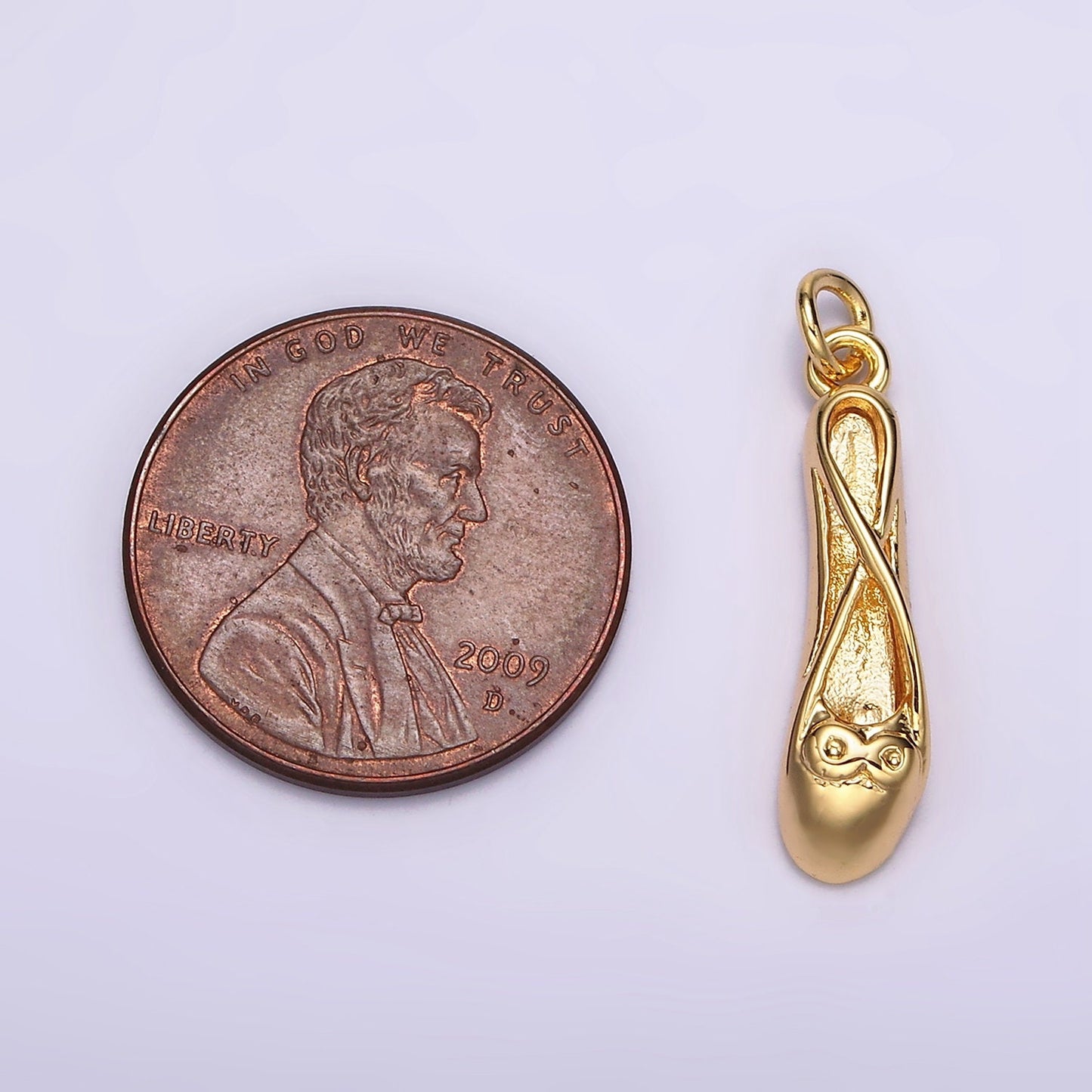 24K Gold Filled Ballet Dance Flat Shoes Charm | AC864