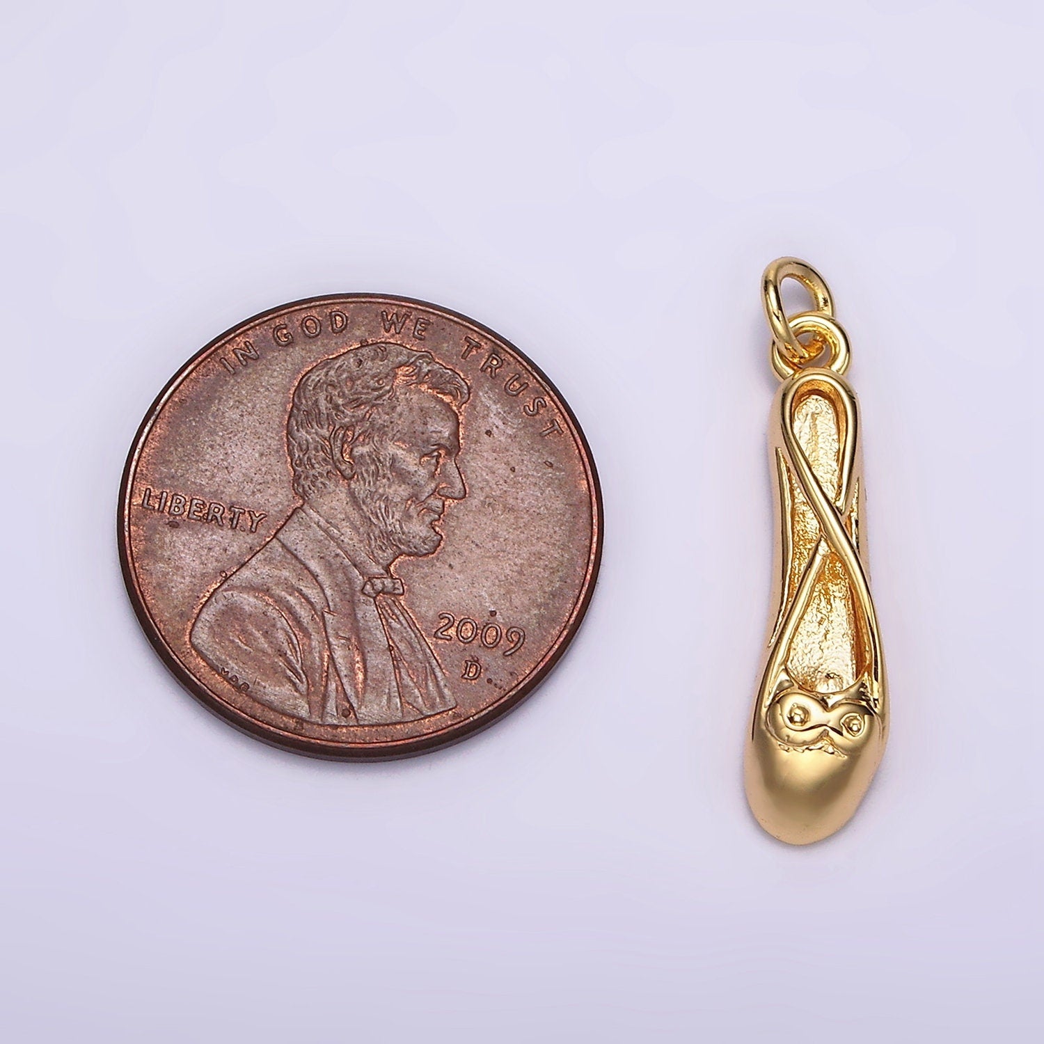 24K Gold Filled Ballet Dance Flat Shoes Charm | AC864