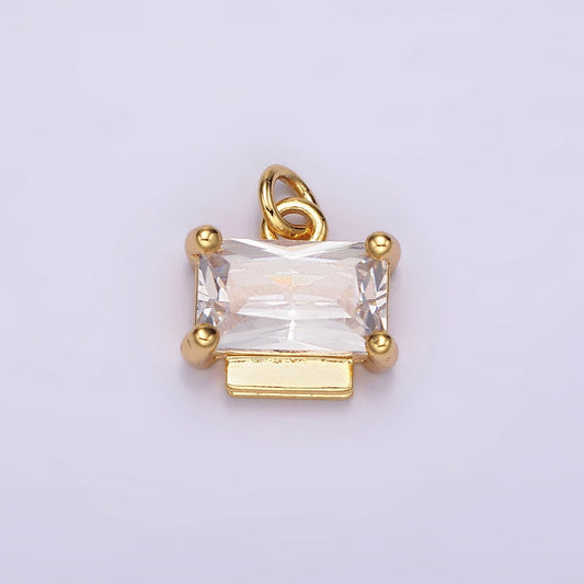 24K Gold Filled Clear CZ Baguette Bar Bezel Add-On Charm | AC876