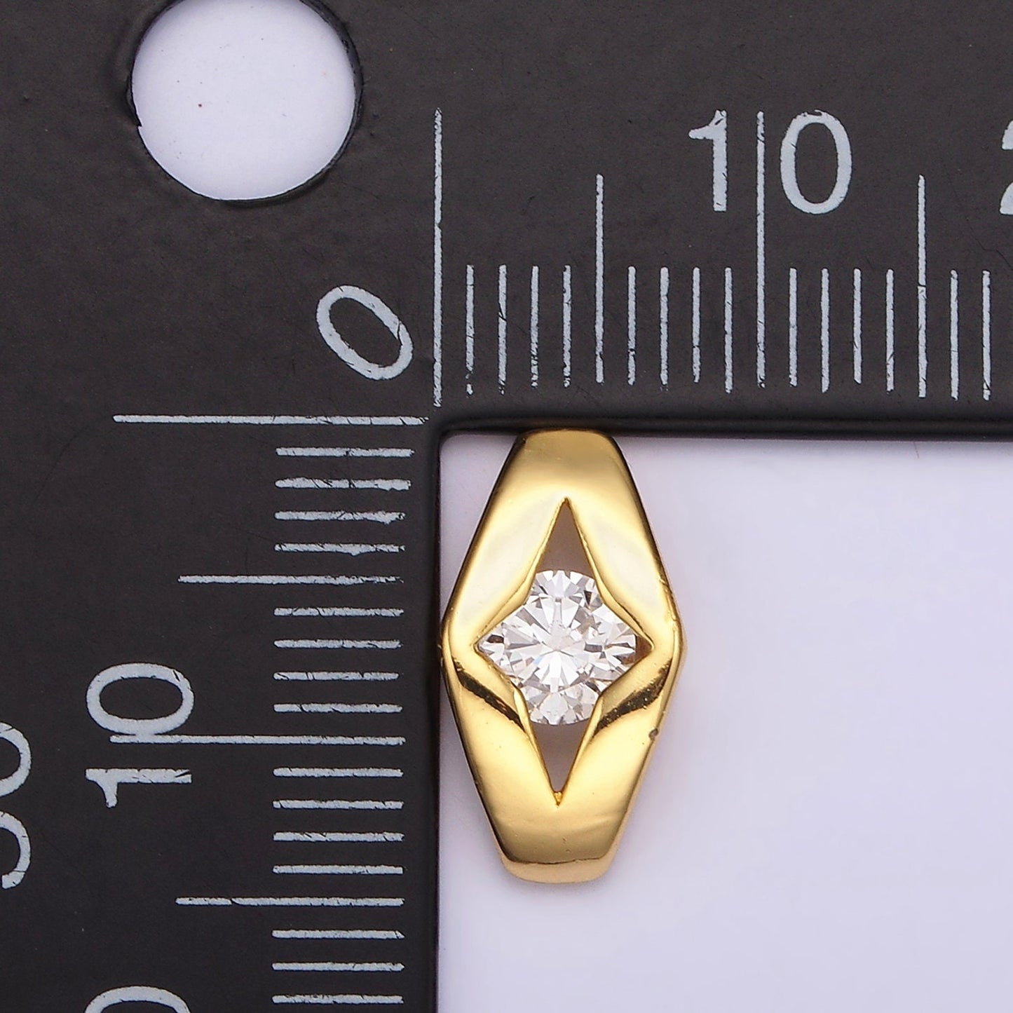 24K Gold Filled 14mm Clear Round CZ Open Celestial Star Geometric Bead | B843