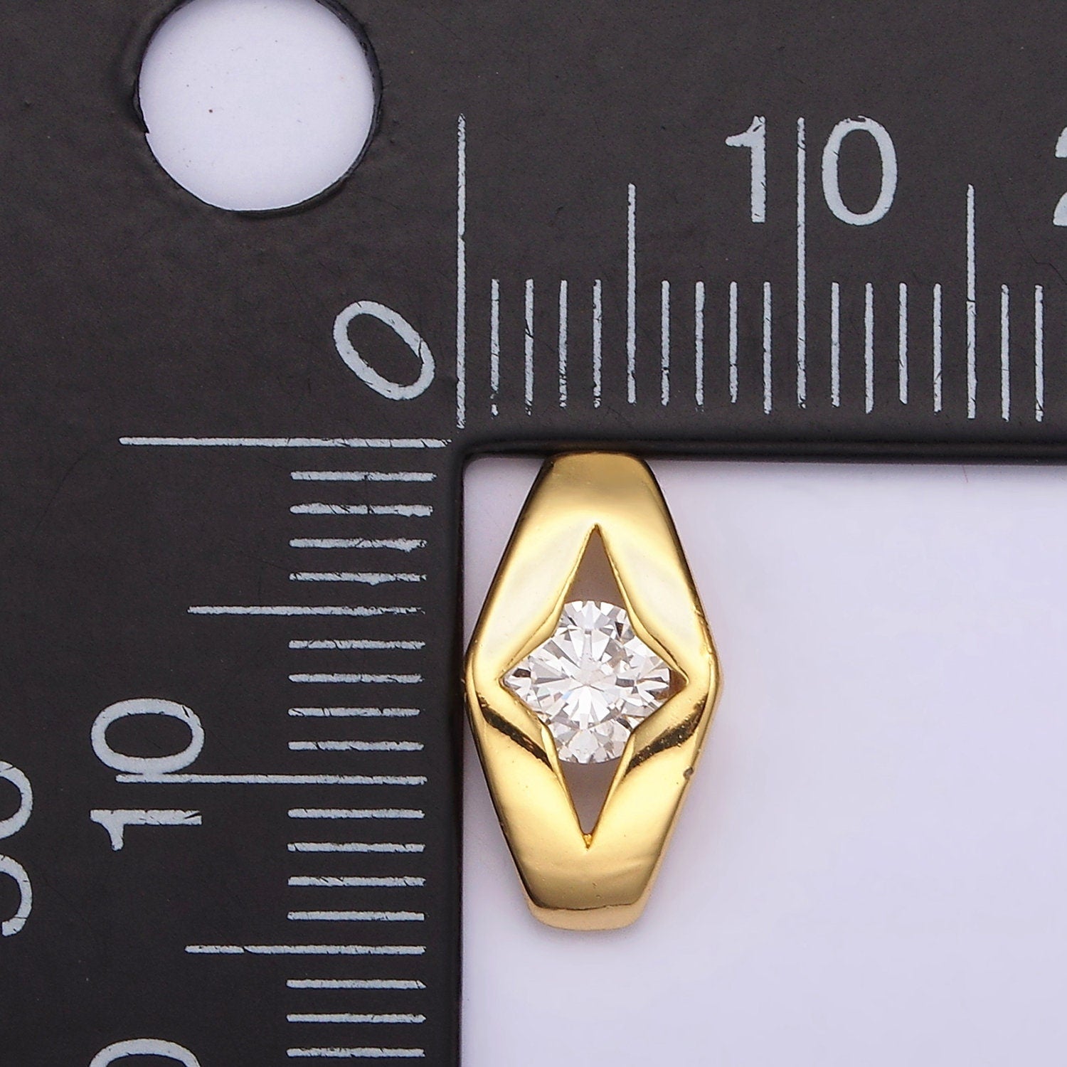 24K Gold Filled 14mm Clear Round CZ Open Celestial Star Geometric Bead | B843