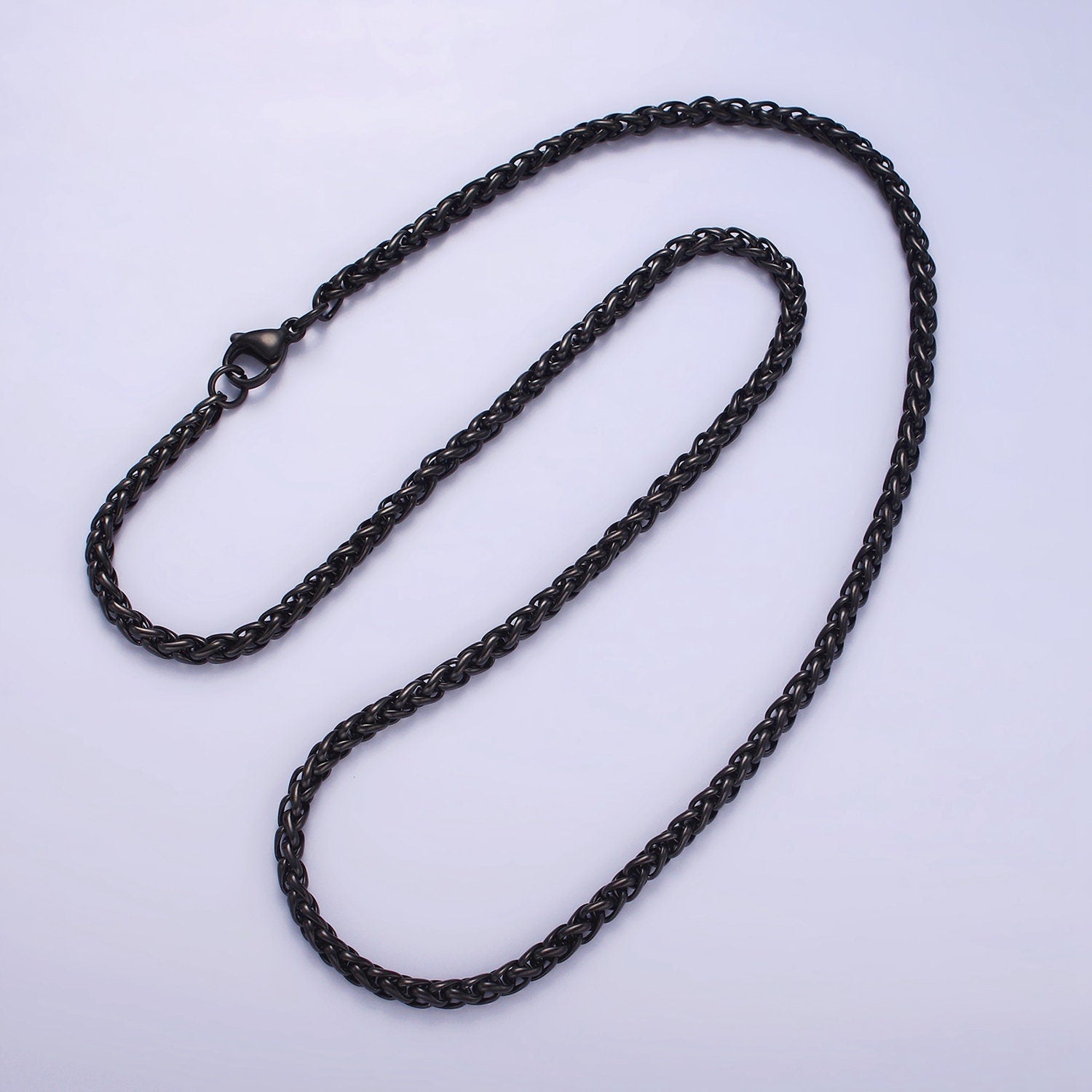 3.7mm Cable Chain Necklaces , 21.6" or 23.6 " Chain , Lobster Clasp in Silver , Gold, Black - Wholesale Stainless Steel Chains WA2090~WA2138