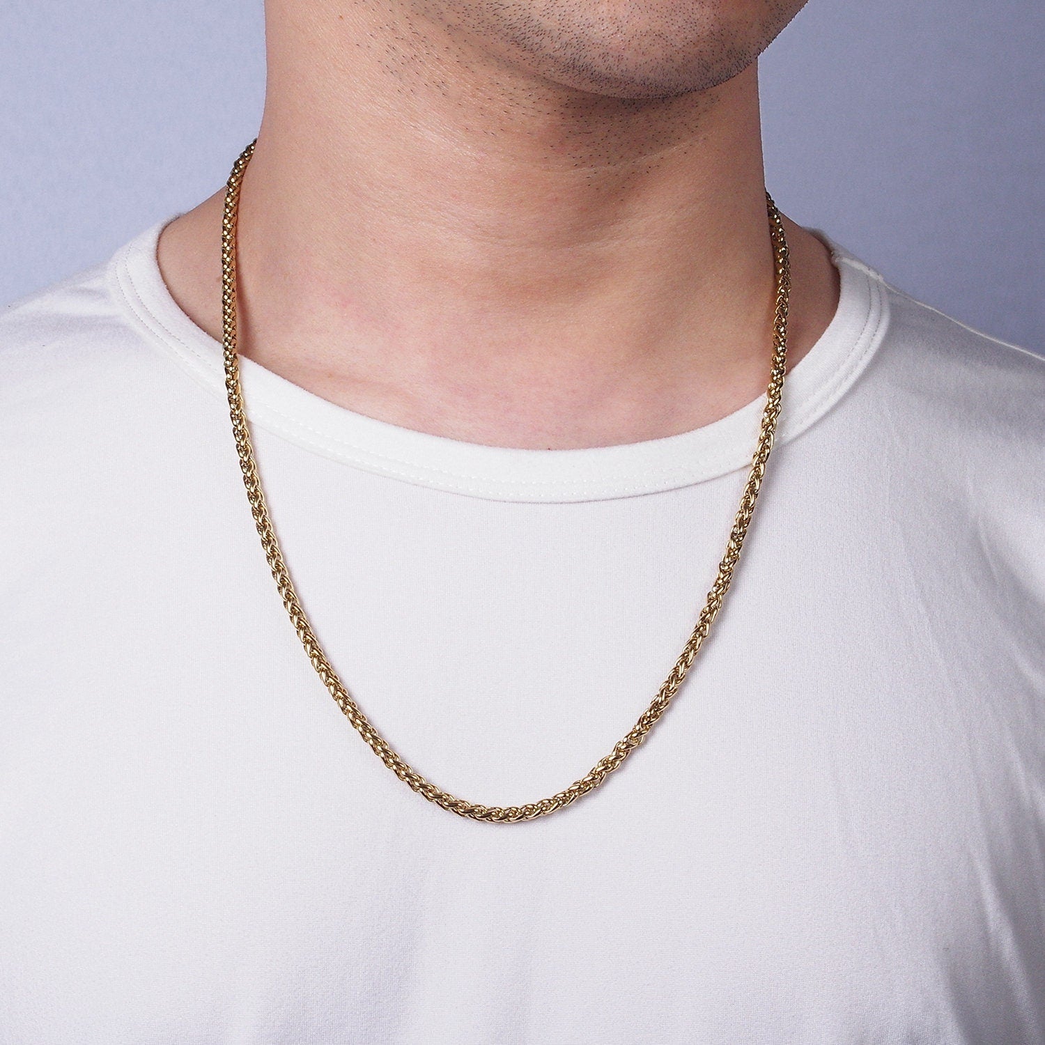 3.7mm Cable Chain Necklaces , 21.6" or 23.6 " Chain , Lobster Clasp in Silver , Gold, Black - Wholesale Stainless Steel Chains WA2090~WA2138