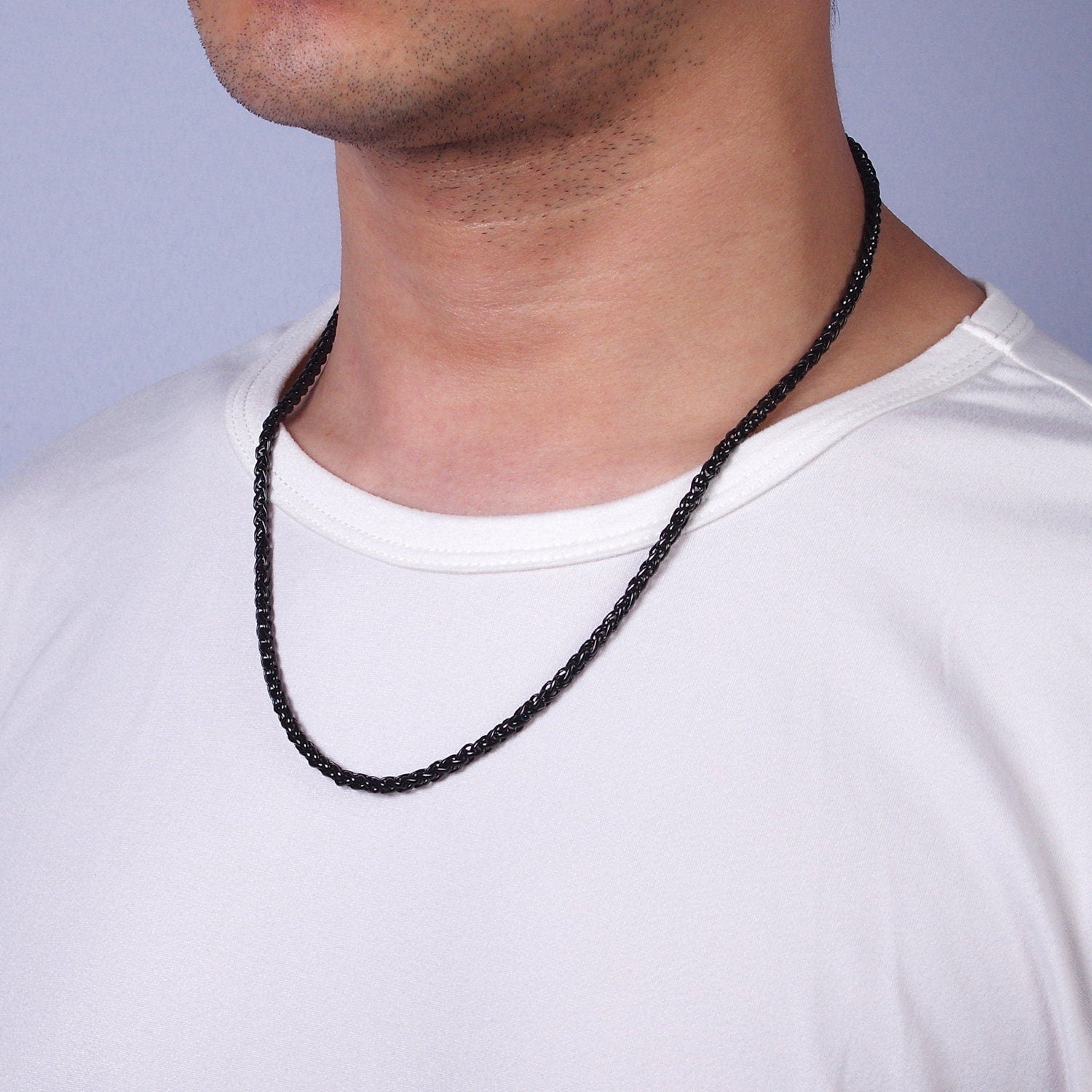 3.7mm Cable Chain Necklaces , 21.6" or 23.6 " Chain , Lobster Clasp in Silver , Gold, Black - Wholesale Stainless Steel Chains WA2090~WA2138