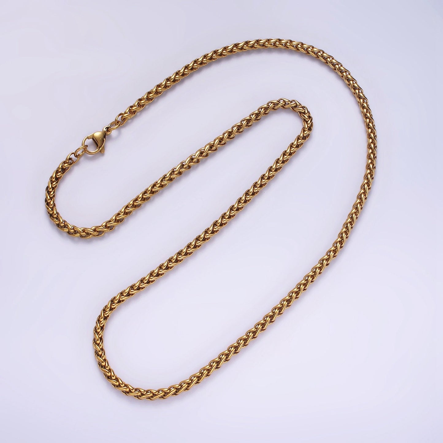 3.7mm Cable Chain Necklaces , 21.6" or 23.6 " Chain , Lobster Clasp in Silver , Gold, Black - Wholesale Stainless Steel Chains WA2090~WA2138