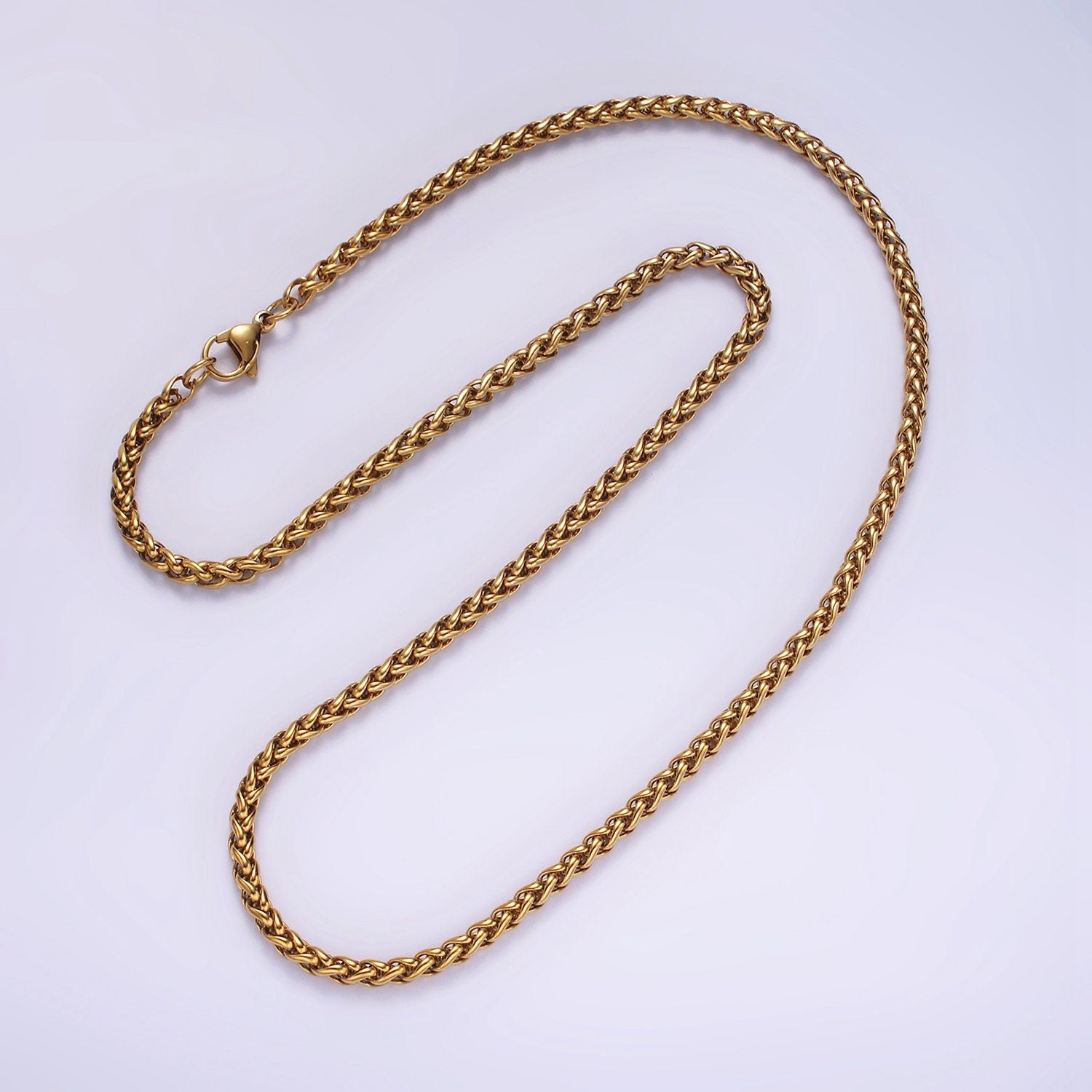 3.7mm Cable Chain Necklaces , 21.6" or 23.6 " Chain , Lobster Clasp in Silver , Gold, Black - Wholesale Stainless Steel Chains WA2090~WA2138