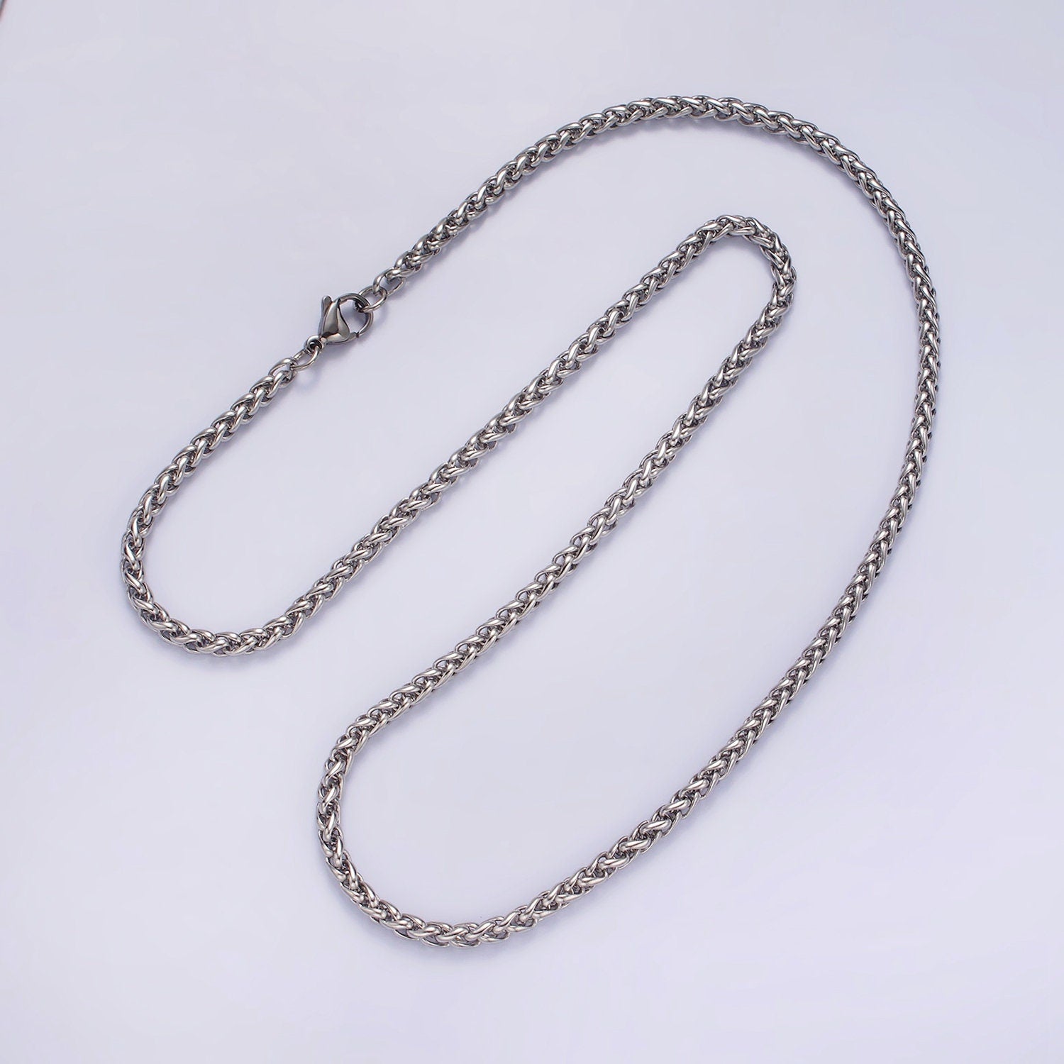 3.7mm Cable Chain Necklaces , 21.6" or 23.6 " Chain , Lobster Clasp in Silver , Gold, Black - Wholesale Stainless Steel Chains WA2090~WA2138