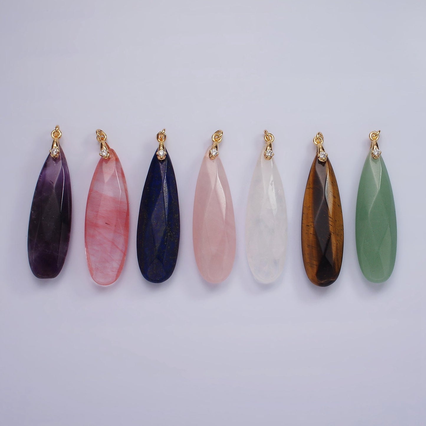 High Quality Smooth Teardrop Briolette Beads Natural Gemstone Amethyst, Rose Quartz, Lapiz Lazuli, Tiger Eye Pendant Dangle Charm AC921
