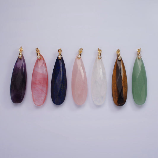 High Quality Smooth Teardrop Briolette Beads Natural Gemstone Amethyst, Rose Quartz, Lapiz Lazuli, Tiger Eye Pendant Dangle Charm AC921