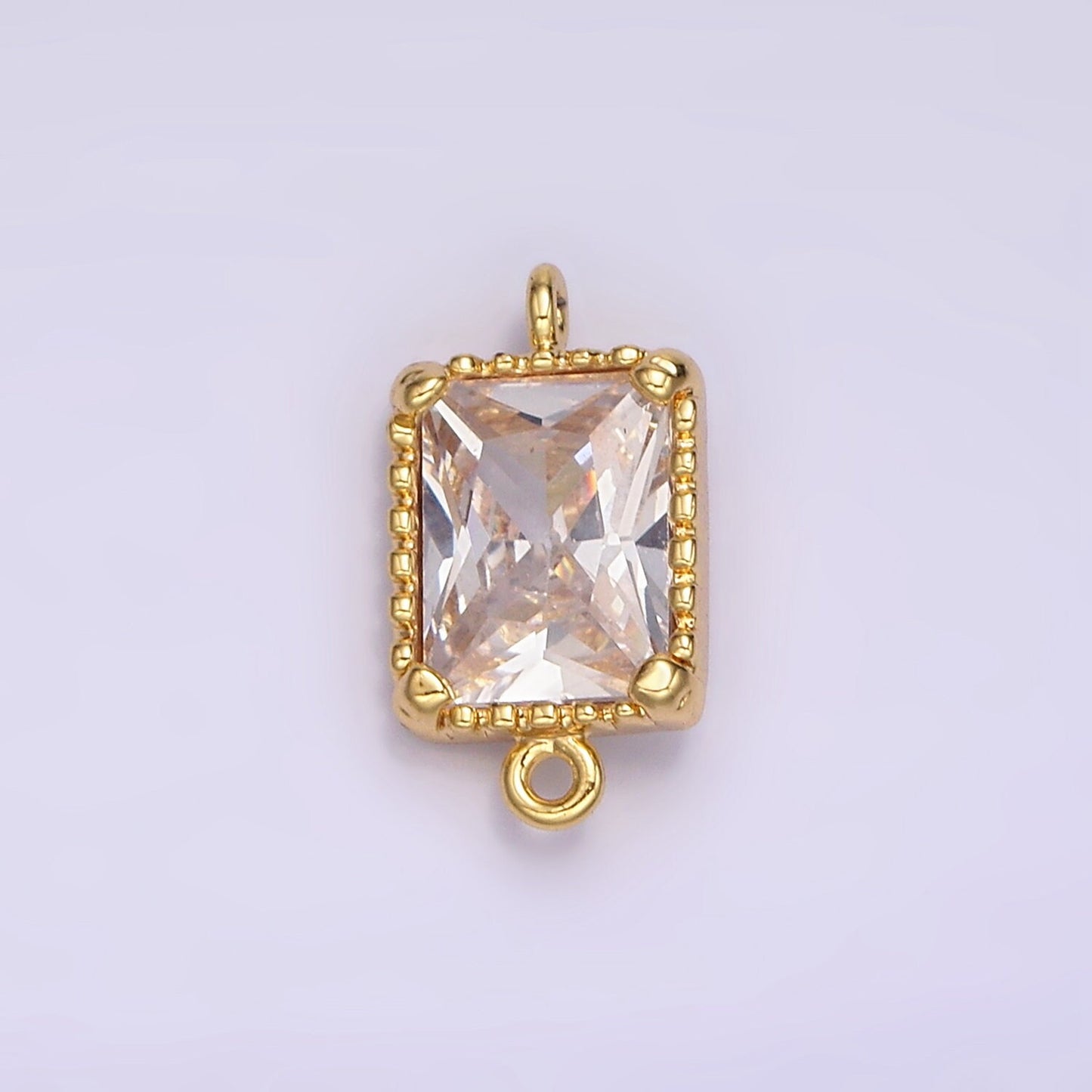 14K Gold Filled Clear, Black CZ Multifaceted Baguette Bezel Connector | G817 G818