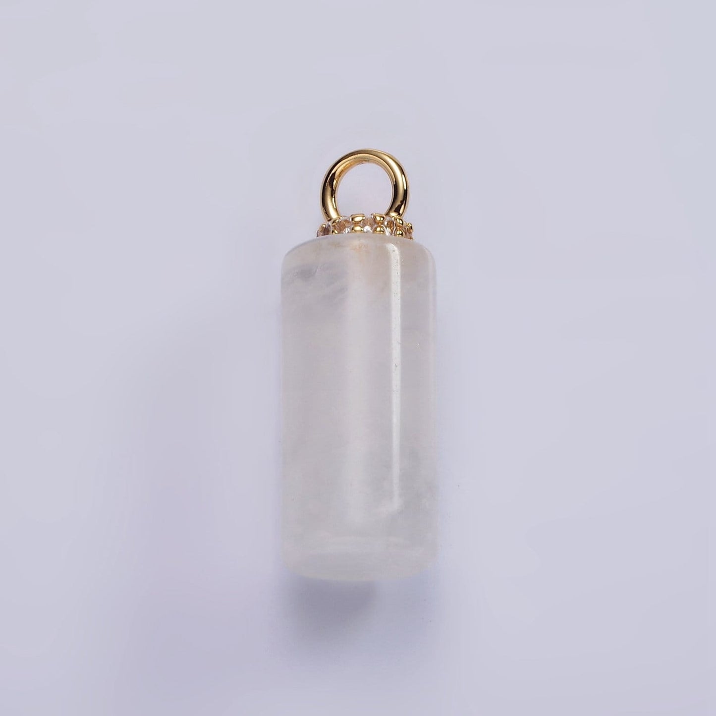 14K Gold Filled 27mm Tube Natural Gemstone Micro Paved CZ Drop Pendant | AG430 - AG435