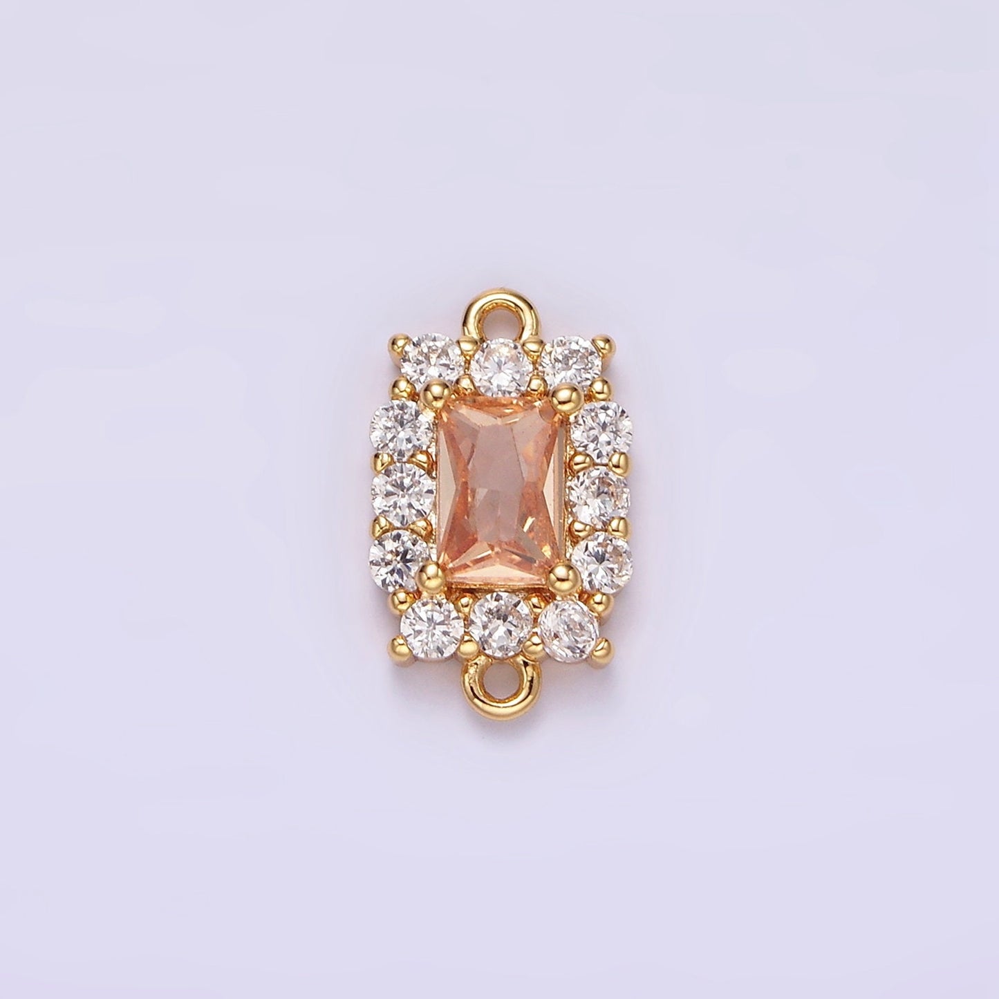 14K Gold Filled 8mm Baguette CZ Micro Paved Birth Month Personalized Connector | G129 - G142