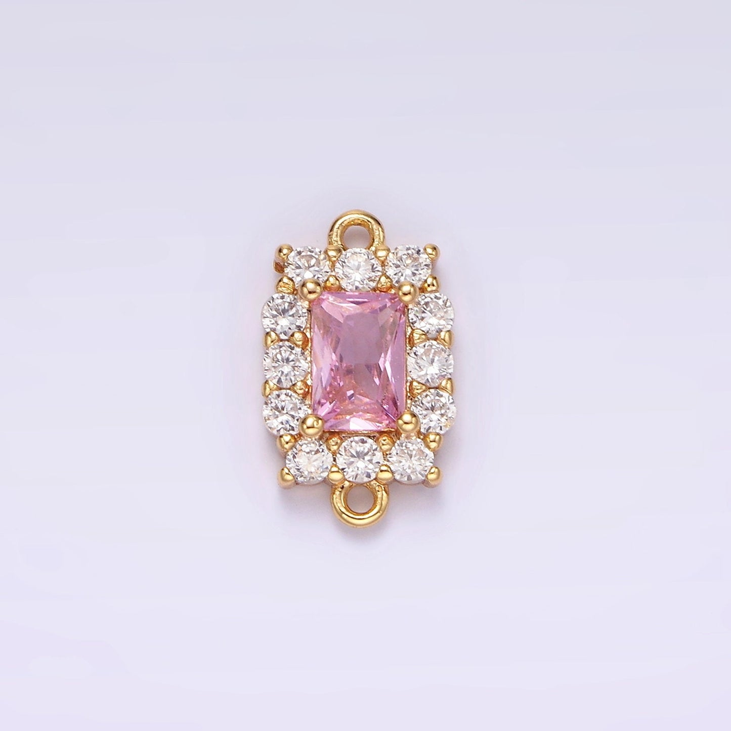 14K Gold Filled 8mm Baguette CZ Micro Paved Birth Month Personalized Connector | G129 - G142