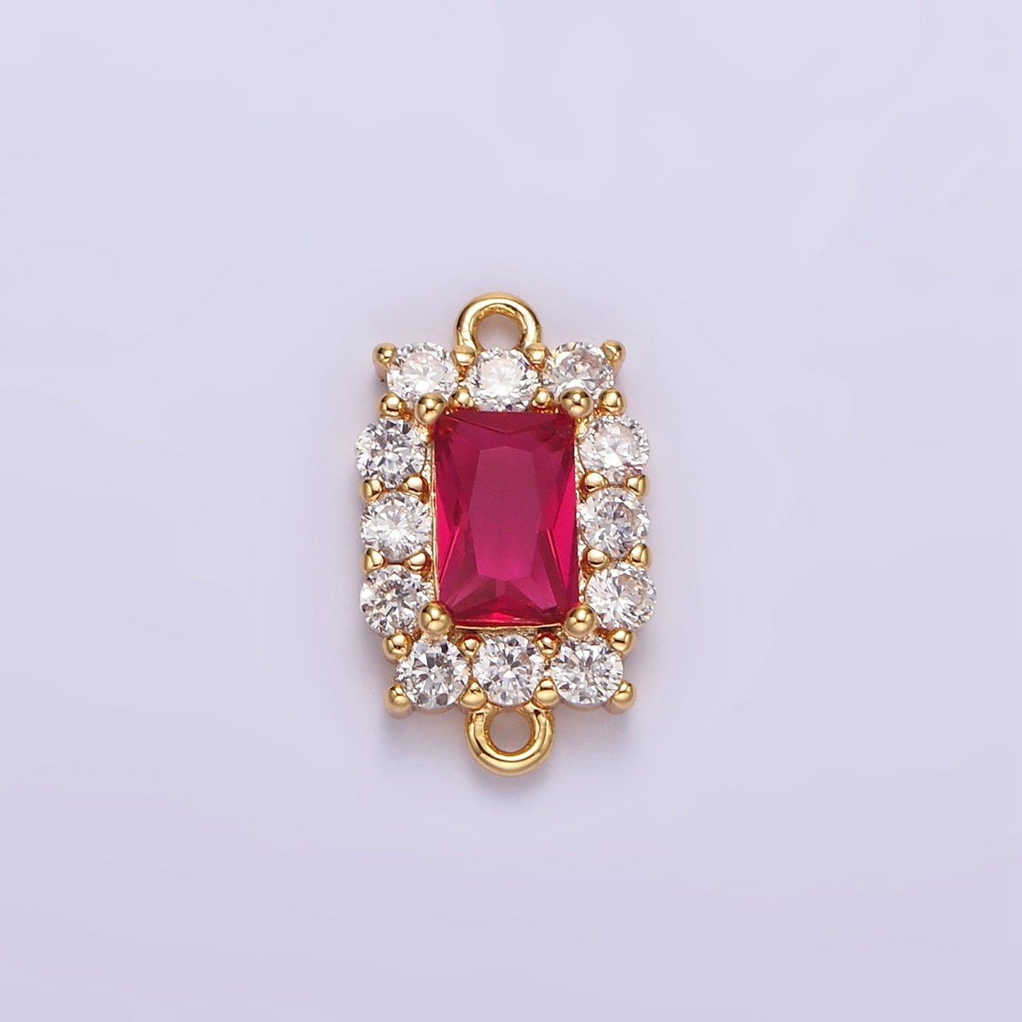 14K Gold Filled 8mm Baguette CZ Micro Paved Birth Month Personalized Connector | G129 - G142