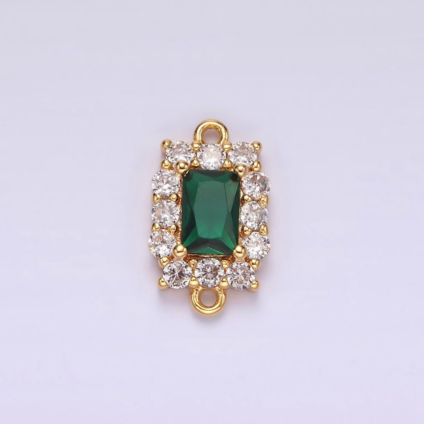 14K Gold Filled 8mm Baguette CZ Micro Paved Birth Month Personalized Connector | G129 - G142