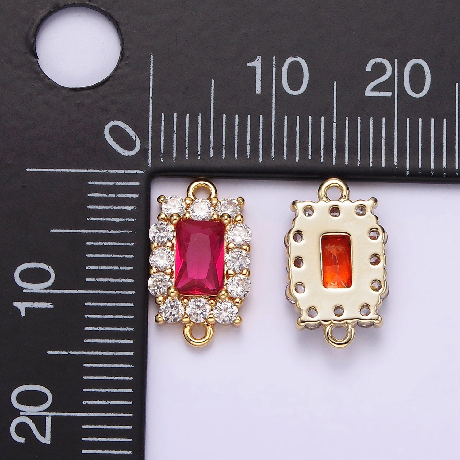 14K Gold Filled 8mm Baguette CZ Micro Paved Birth Month Personalized Connector | G129 - G142