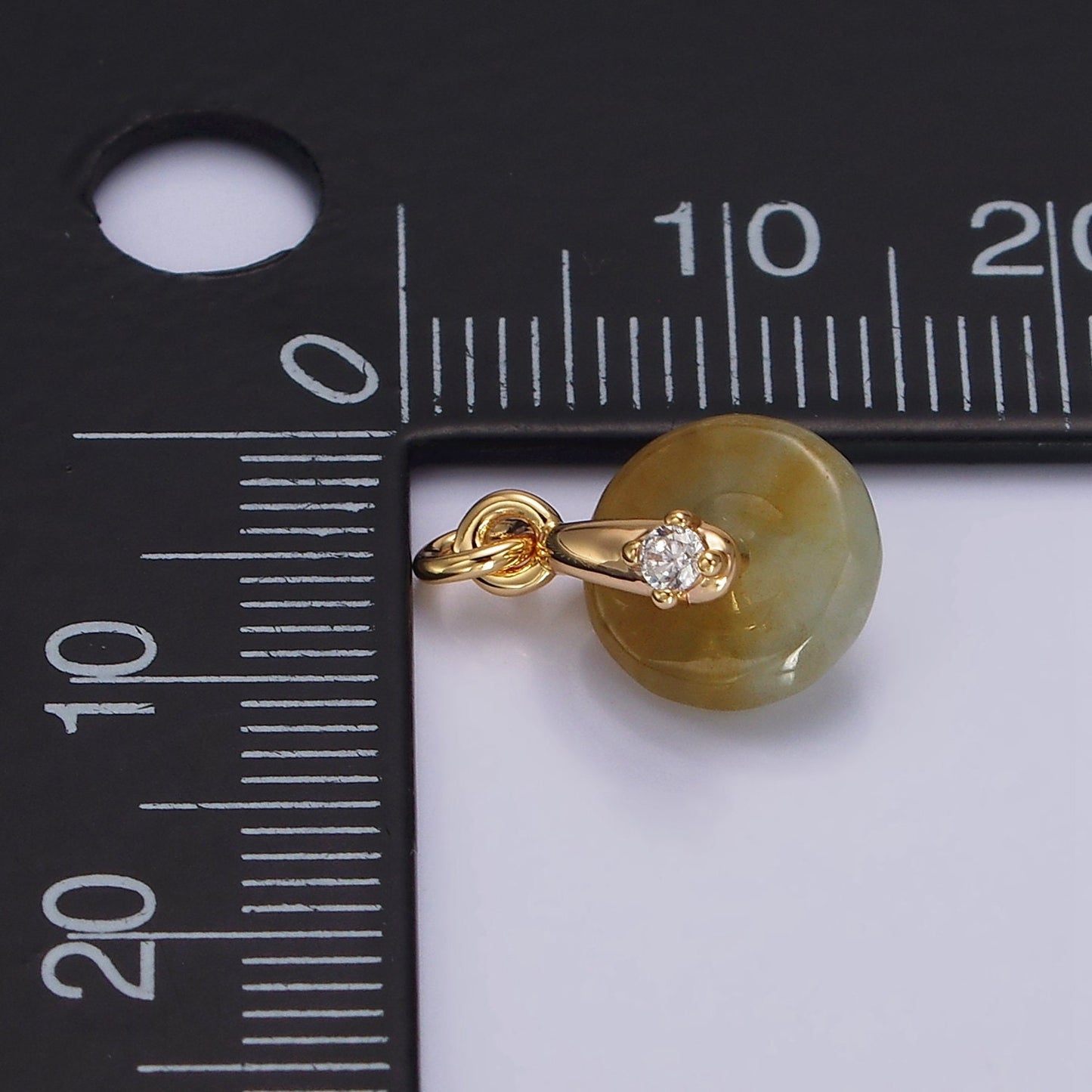 14K Gold Filled Mini Green Jade Donut Fuchsia, Green CZ Bail Charm | AG355 AG356