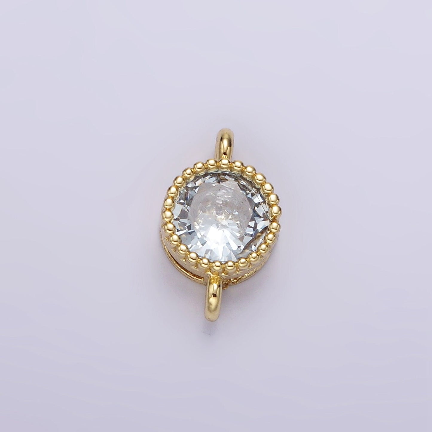 14K Gold Filled 7mm Blue, Baby Blue CZ Round Bezel Connector | G178 G179