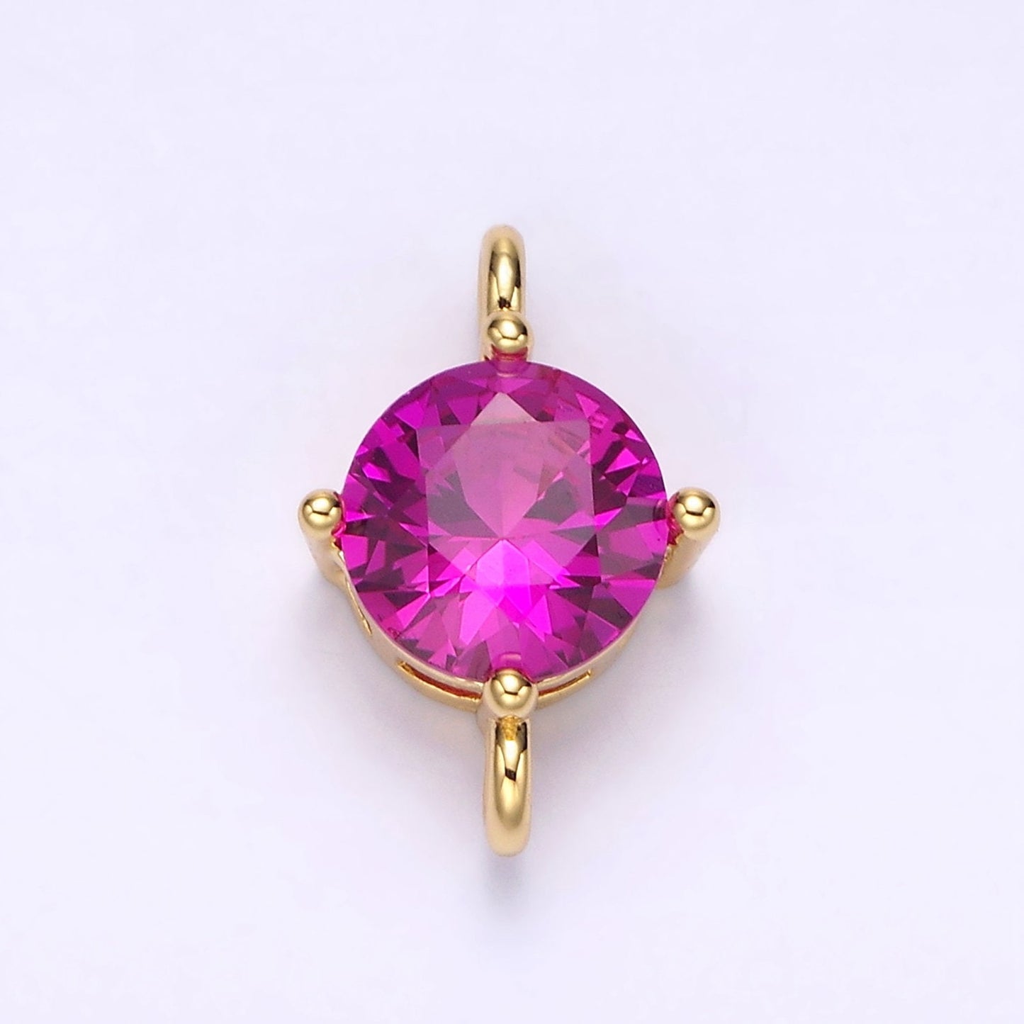 14K Gold Filled 10mm Round CZ Birth Month Personalized Connector | G157 - G169