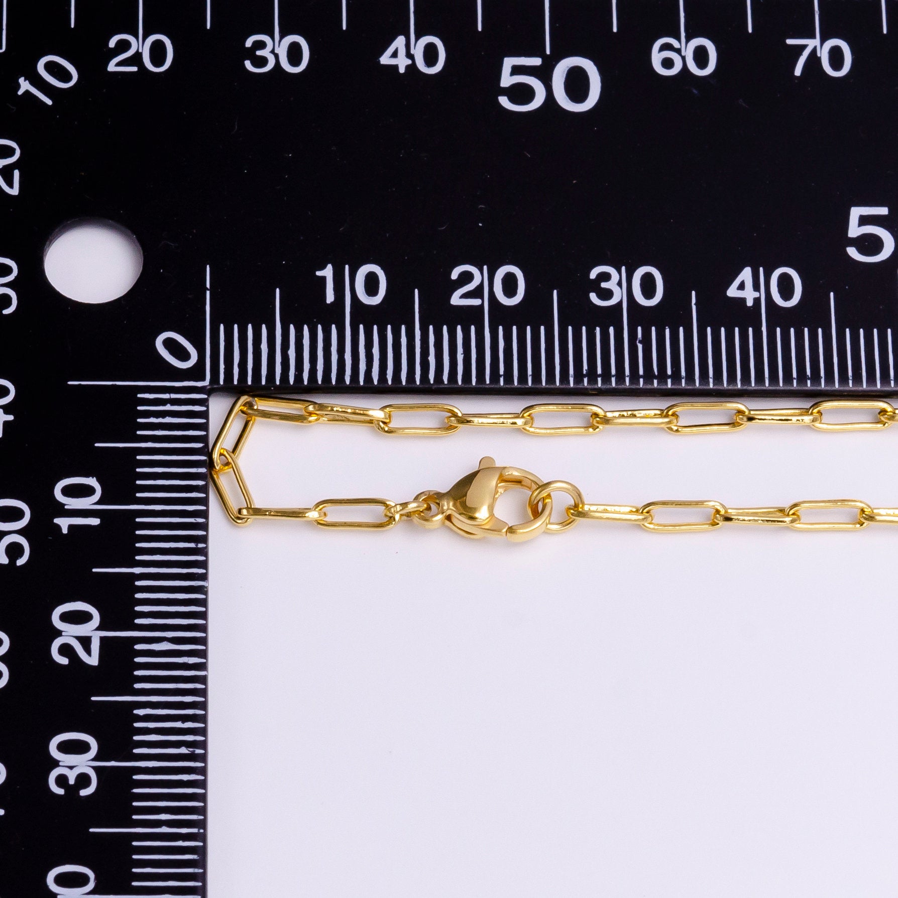 24K Gold Filled 2mm Paper Clip 17.75 Inch Layering Chain Necklace | WA1907