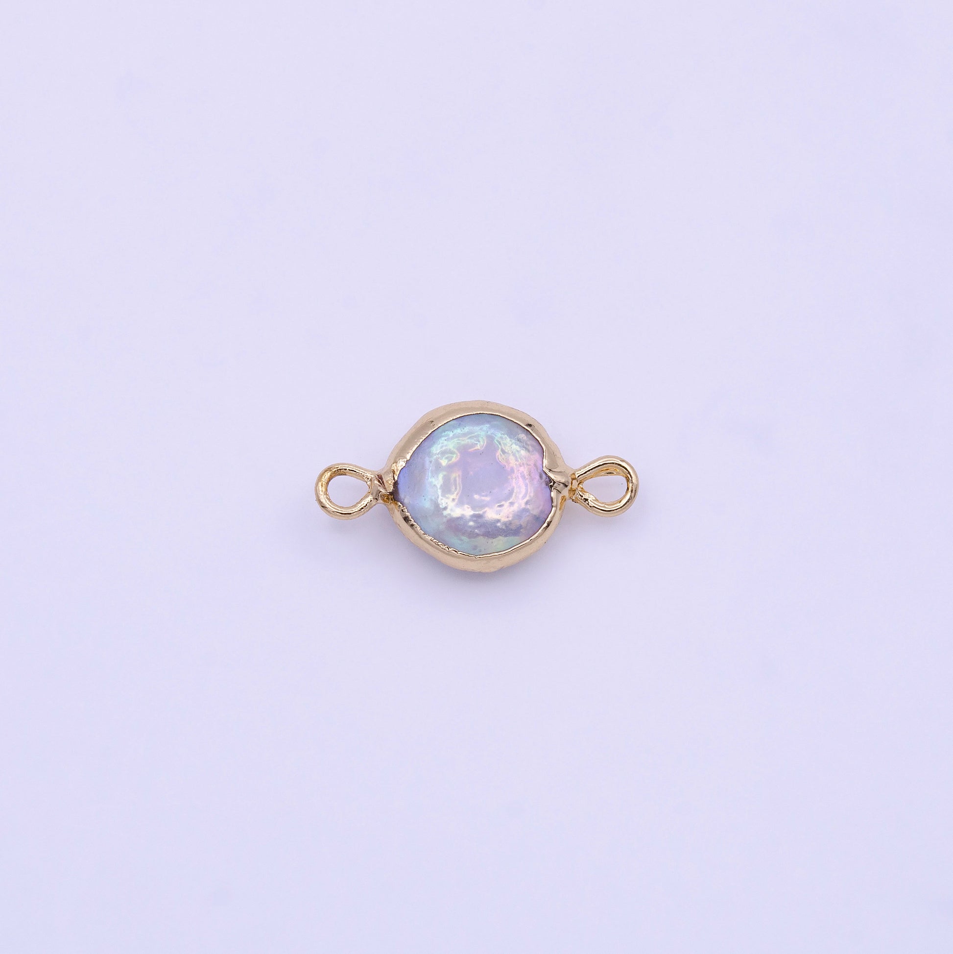 1x Freeform Baroque Drop Pearl Charm Connector Double Bail Gold Plated Edge Bracelet Necklace Earring Jewelry Making P1845