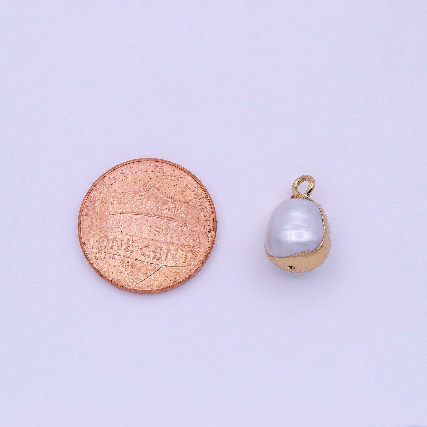 1x Mini White Freshwater Pearl Teardrop Gold Coated Add-On Charm | P-1851