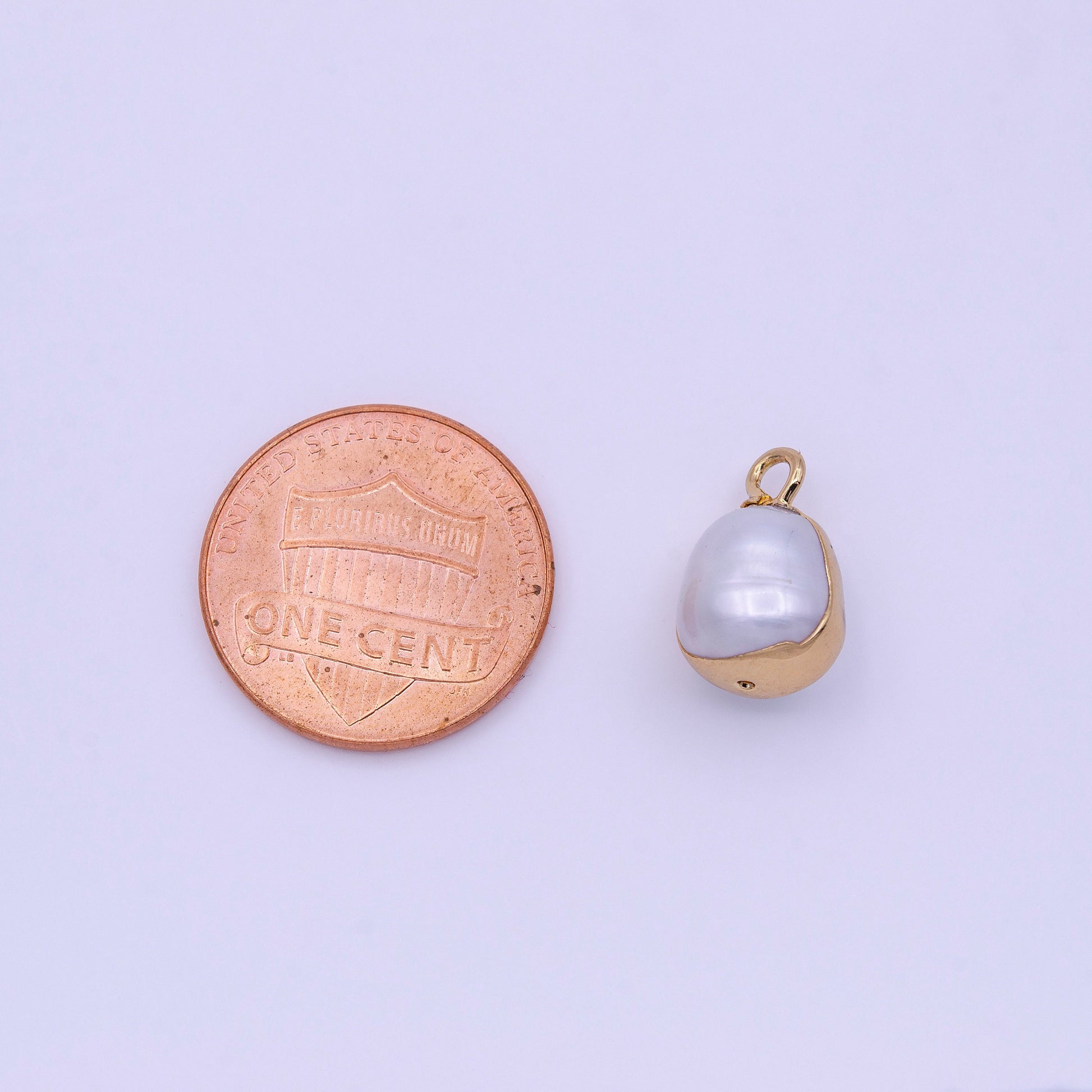 1x Mini White Freshwater Pearl Teardrop Gold Coated Add-On Charm | P-1851