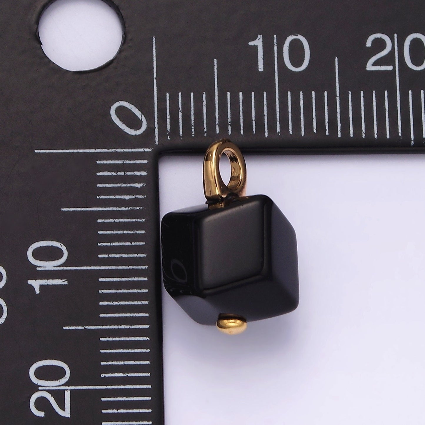 14K Gold Filled Black Onyx Gemstone Multifaceted Square Pendant | AG448