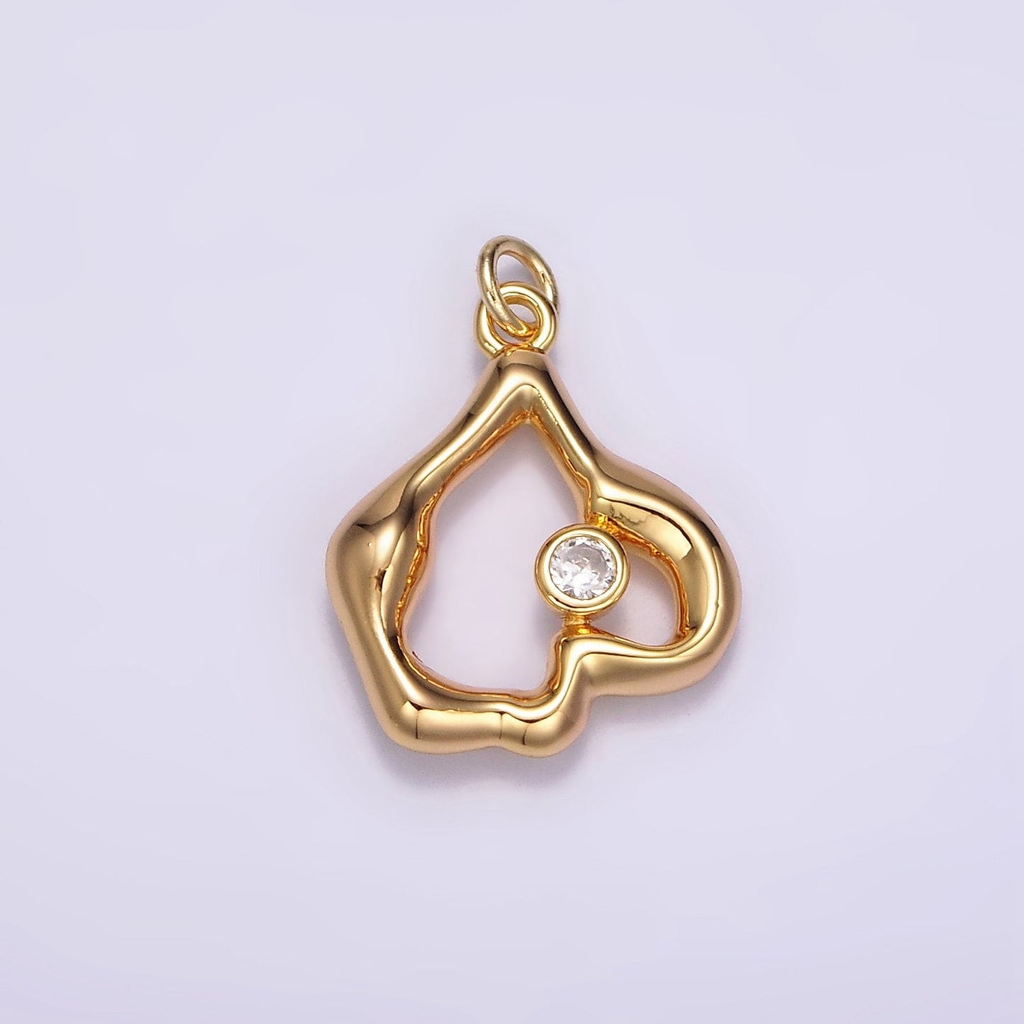 16K Gold Filled Open CZ Abstract Molten Band Charm | AG455