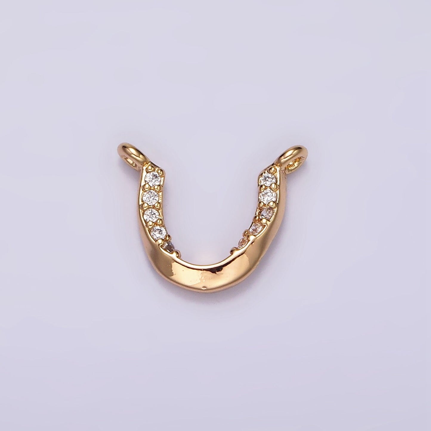 16K Gold Filled Clear Micro Paved CZ Curved U-Shaped Connector | G182