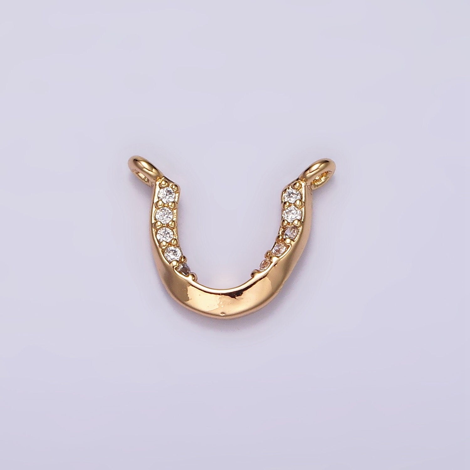 16K Gold Filled Clear Micro Paved CZ Curved U-Shaped Connector | G182