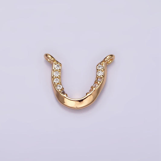 16K Gold Filled Clear Micro Paved CZ Curved U-Shaped Connector | G182