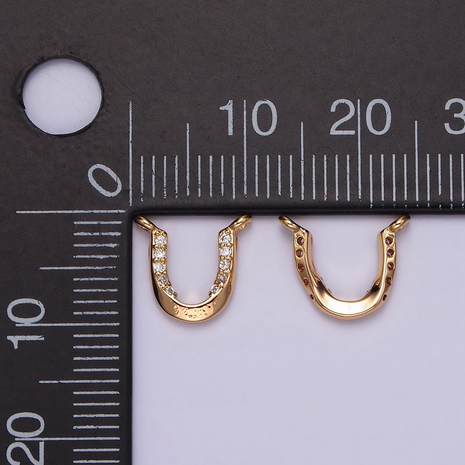 16K Gold Filled Clear Micro Paved CZ Curved U-Shaped Connector | G182