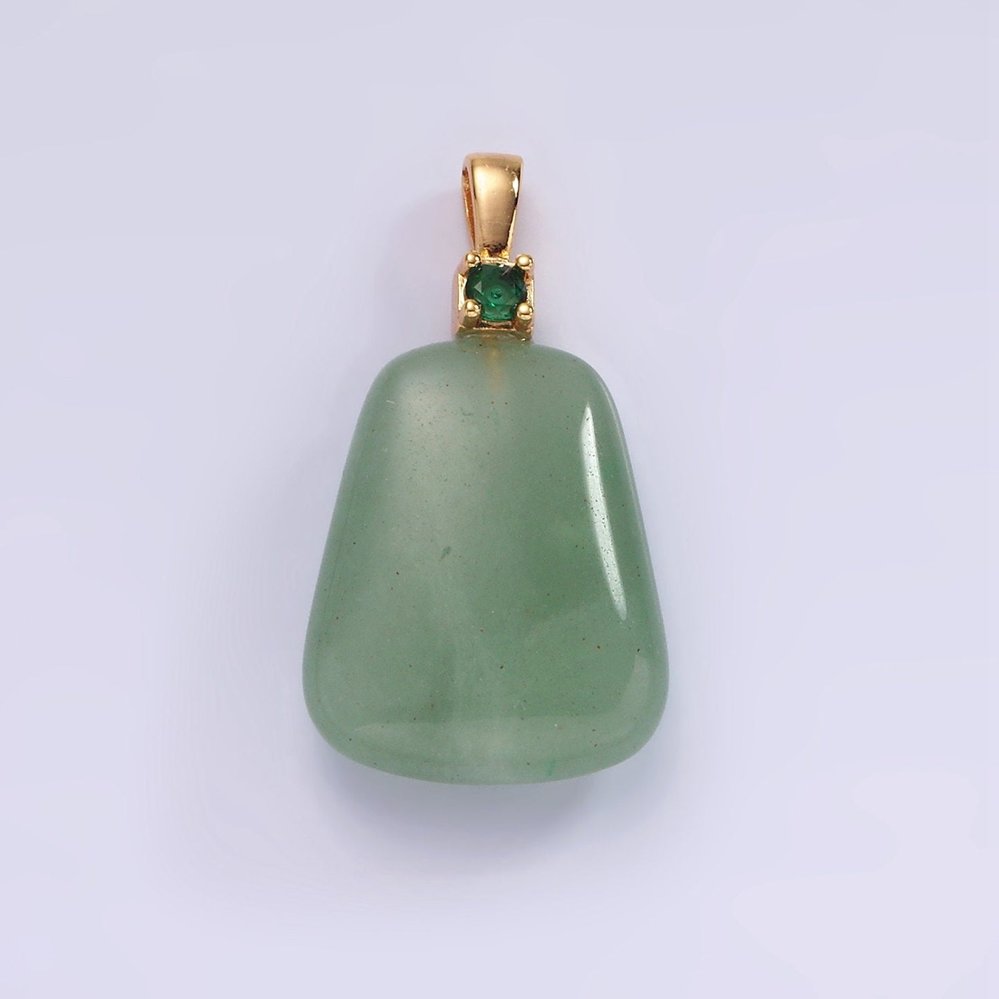 14K Gold Filled 30mm Aventurine, Clear Quartz, Amethyst, Rose Quartz CZ Bail Pendant | N2019 - N2025
