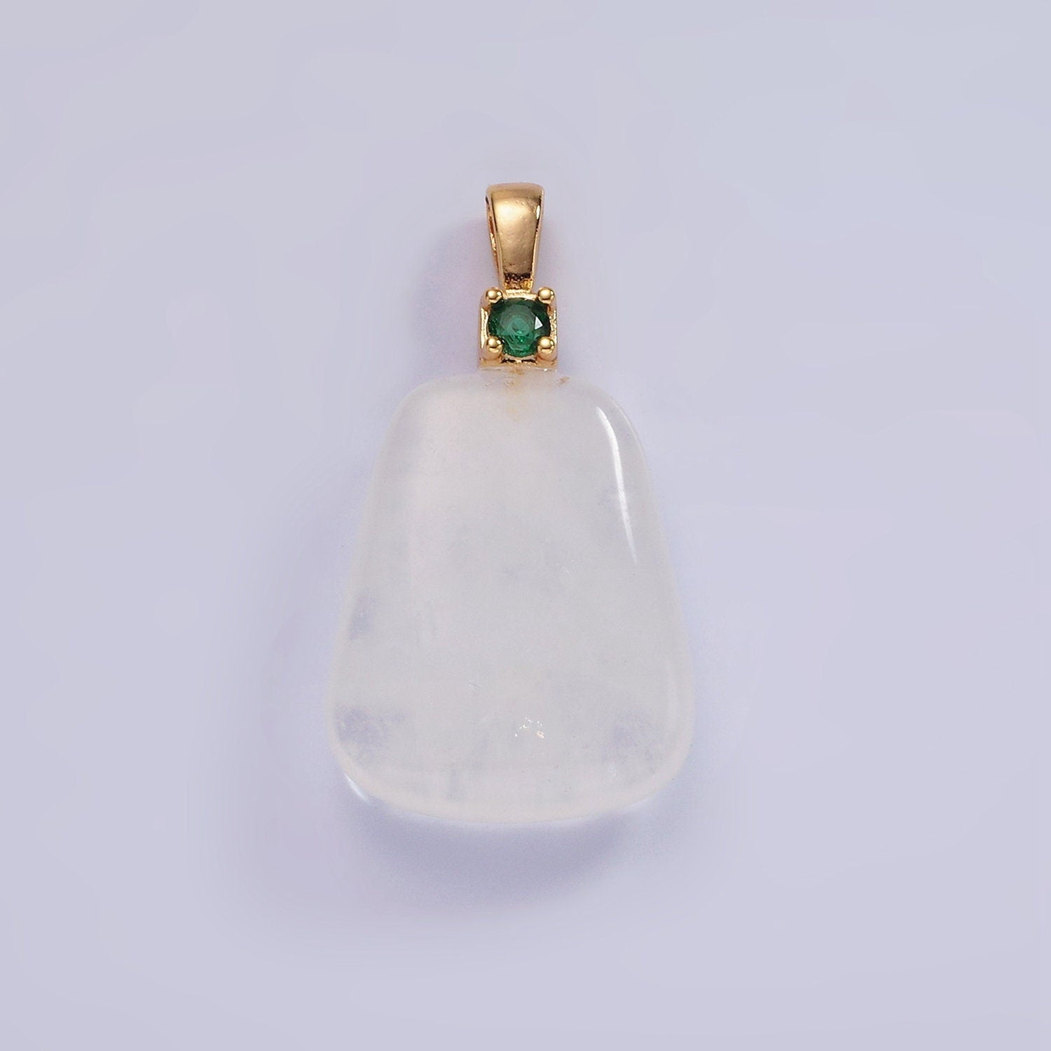 14K Gold Filled 30mm Aventurine, Clear Quartz, Amethyst, Rose Quartz CZ Bail Pendant | N2019 - N2025