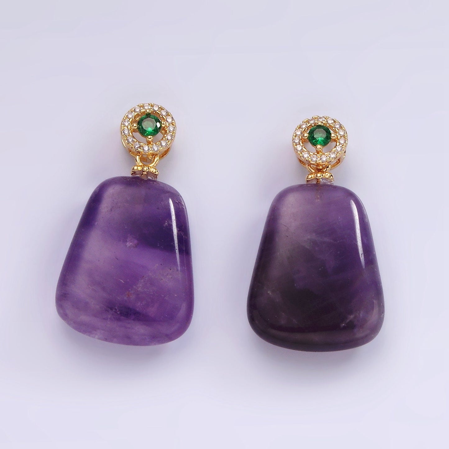14K Gold Filled 30mm Amethyst Green Micro Paved CZ Round Bail Pendant | AG479
