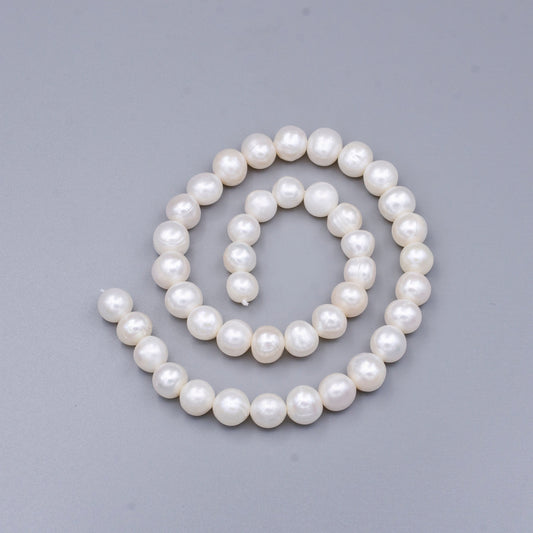 Natural White Potato Freshwater Pearl Beads, White Potato Genuine Cultured Pearl Beads, Wedding / Bridal Pearls 9.5mm Wholesale Pearl WA1656