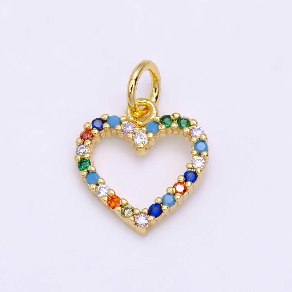Tiny Heart Charm Cubic Love Pendant Gold Plated for Earring Bracelet Necklace Component c043