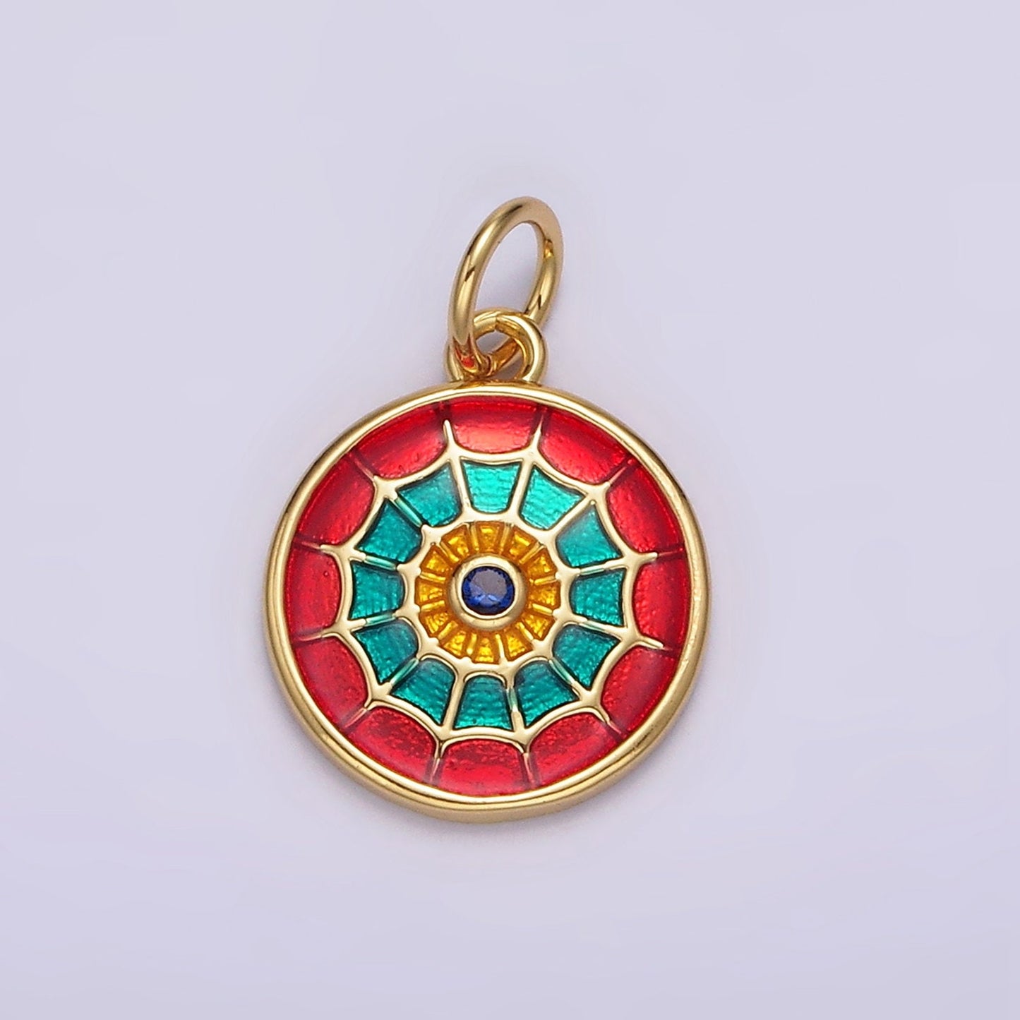 Red Enamel Small Spider Web Charm Insect Gold Blue Enamel Spyder Halloween Gothic Charm AG525