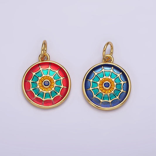 Red Enamel Small Spider Web Charm Insect Gold Blue Enamel Spyder Halloween Gothic Charm AG525