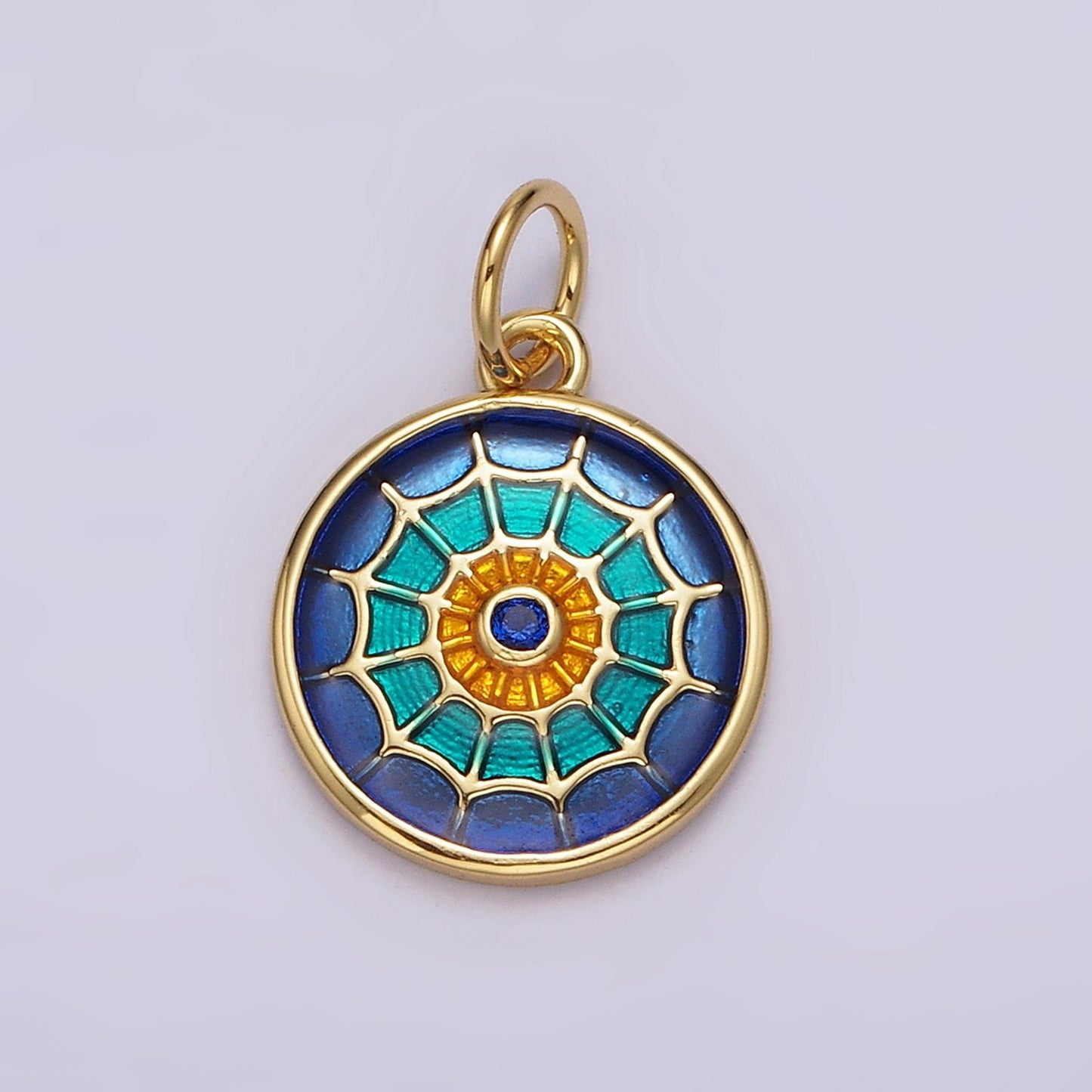 Red Enamel Small Spider Web Charm Insect Gold Blue Enamel Spyder Halloween Gothic Charm AG525