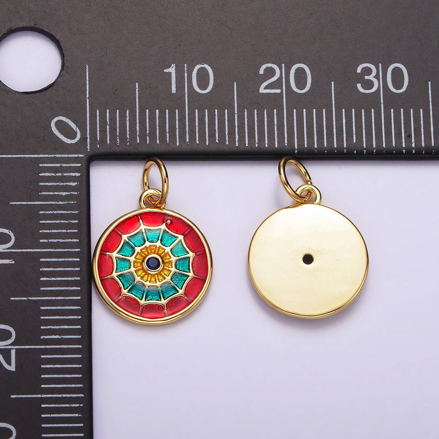 Red Enamel Small Spider Web Charm Insect Gold Blue Enamel Spyder Halloween Gothic Charm AG525
