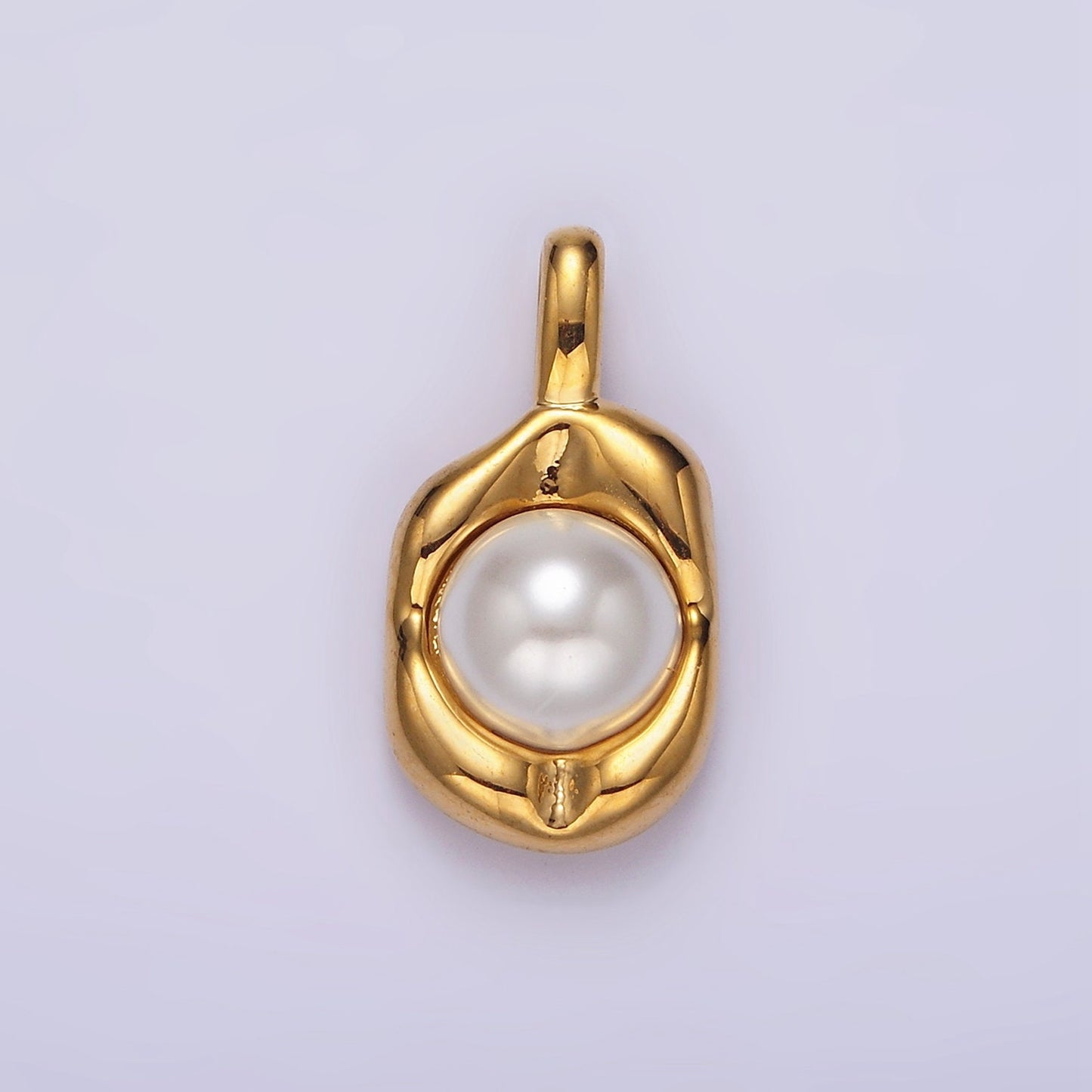 14K Gold Filled Pearl Molten Hammered Tag Pendant in Gold & Silver | AH045 AH046