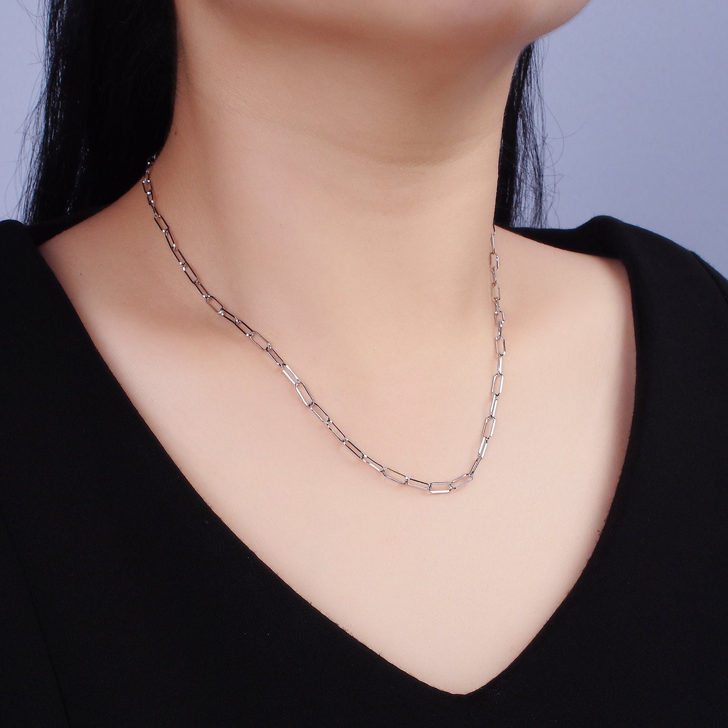 Stainless Steel 3.6mm Paperclip 18 Inch Layering Chain Necklace | WA-2111