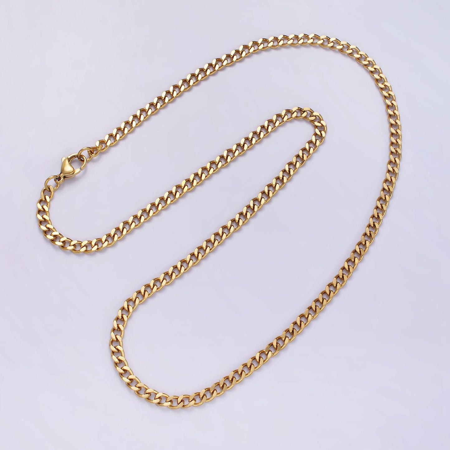 4mm Wide Stainless Steel Chain - 21.6", 23.6" Men's/Unisex Silver Cuban Link Chains Necklace WA2143 WA2144 WA2145 WA2146