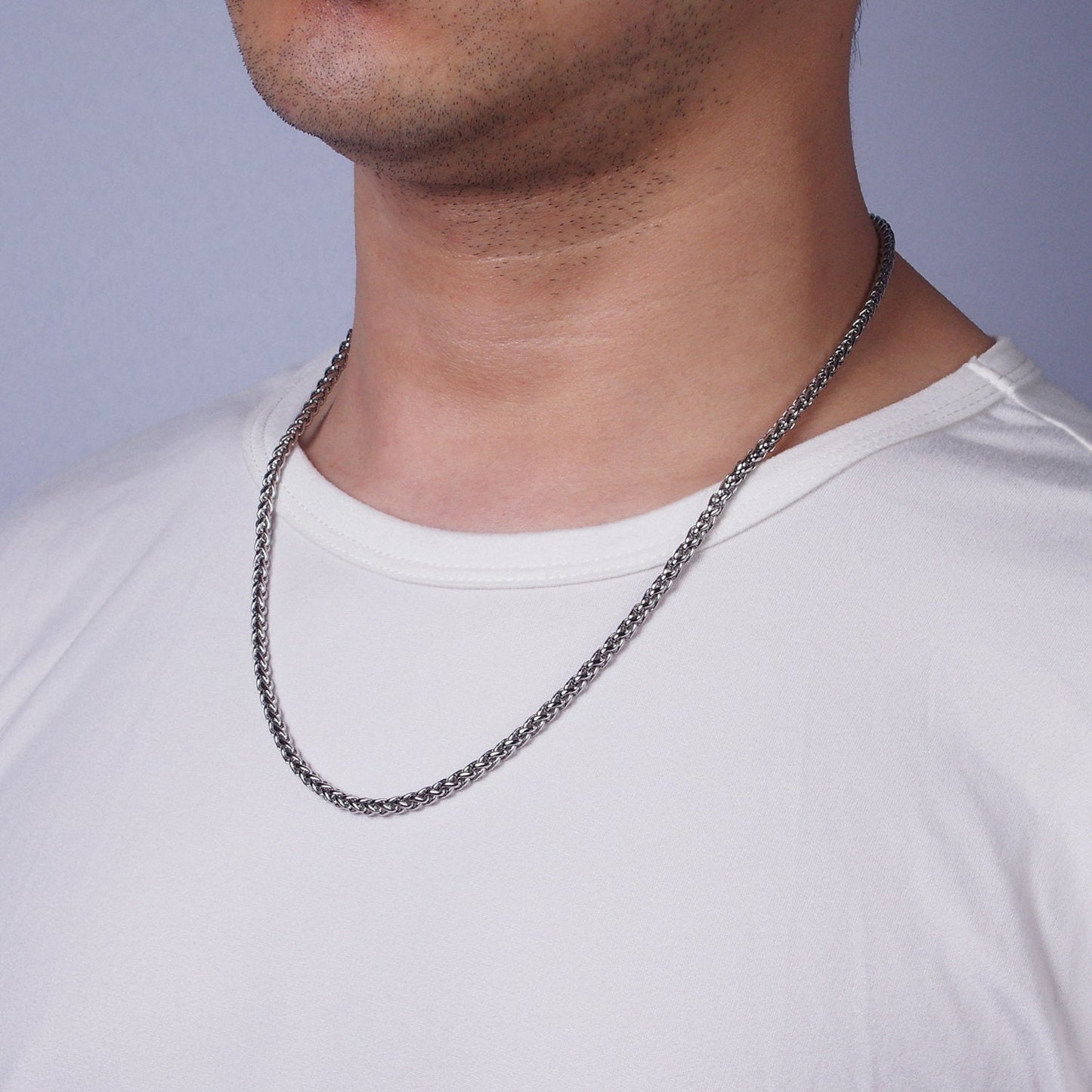 3.7mm Cable Chain Necklaces , 21.6" or 23.6 " Chain , Lobster Clasp in Silver , Gold, Black - Wholesale Stainless Steel Chains WA2090~WA2138