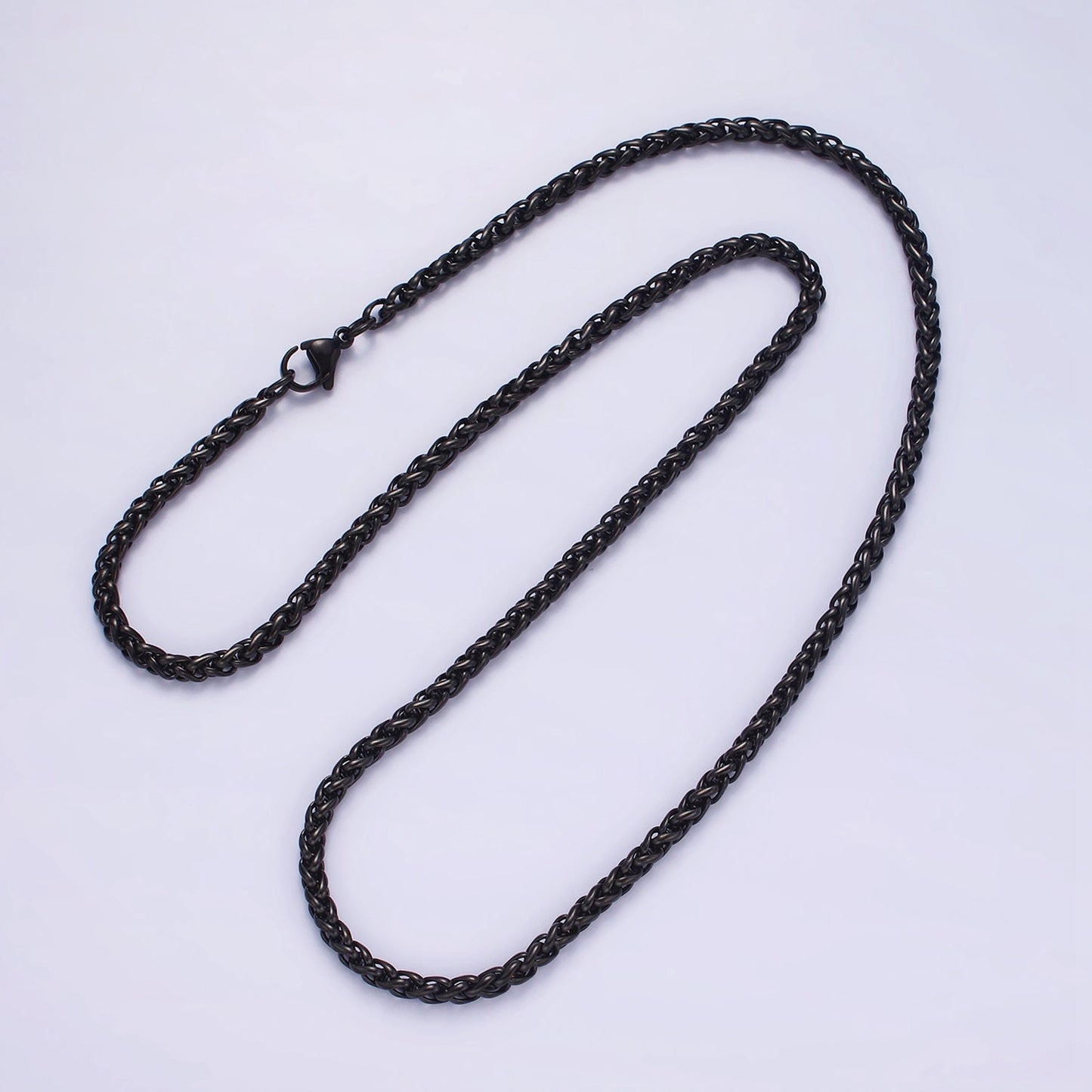 3.7mm Cable Chain Necklaces , 21.6" or 23.6 " Chain , Lobster Clasp in Silver , Gold, Black - Wholesale Stainless Steel Chains WA2090~WA2138