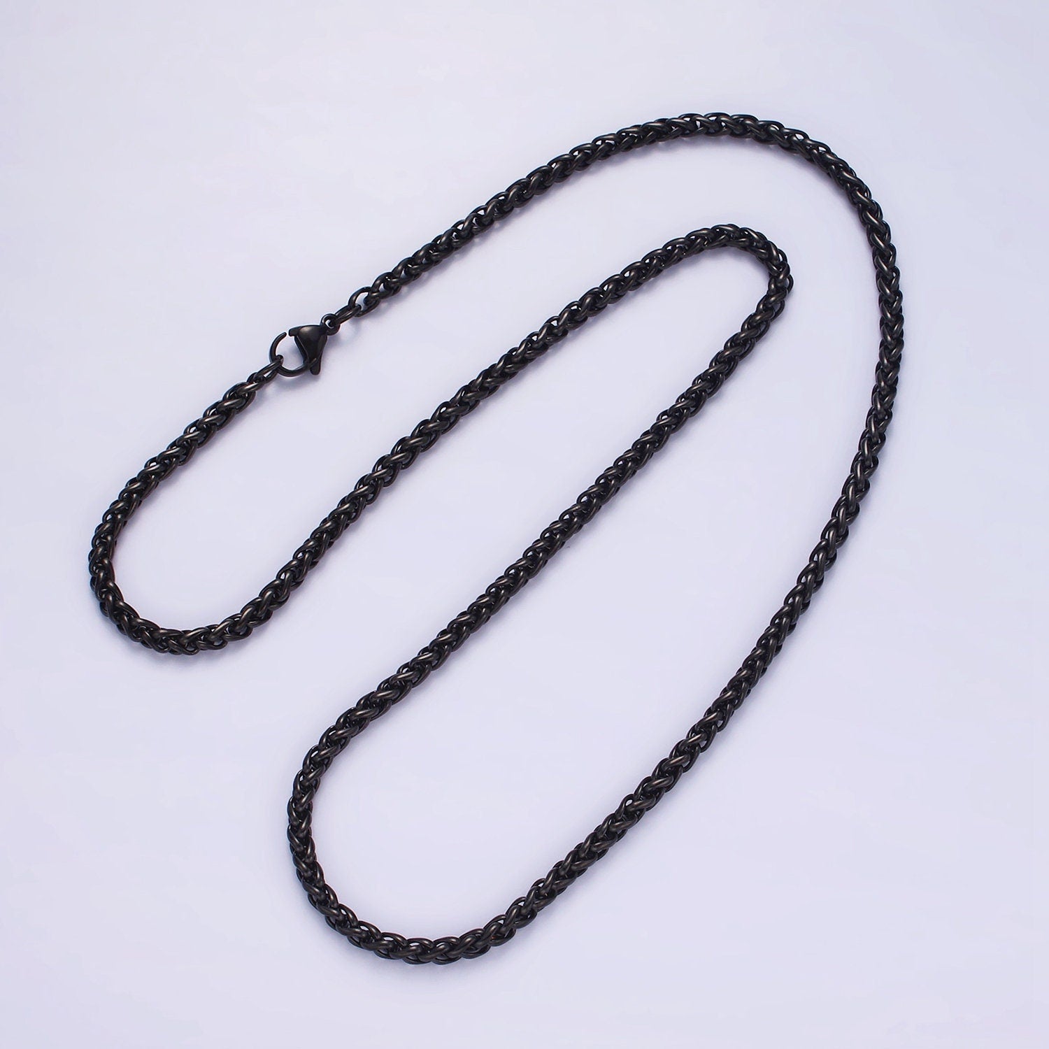 3.7mm Cable Chain Necklaces , 21.6" or 23.6 " Chain , Lobster Clasp in Silver , Gold, Black - Wholesale Stainless Steel Chains WA2090~WA2138
